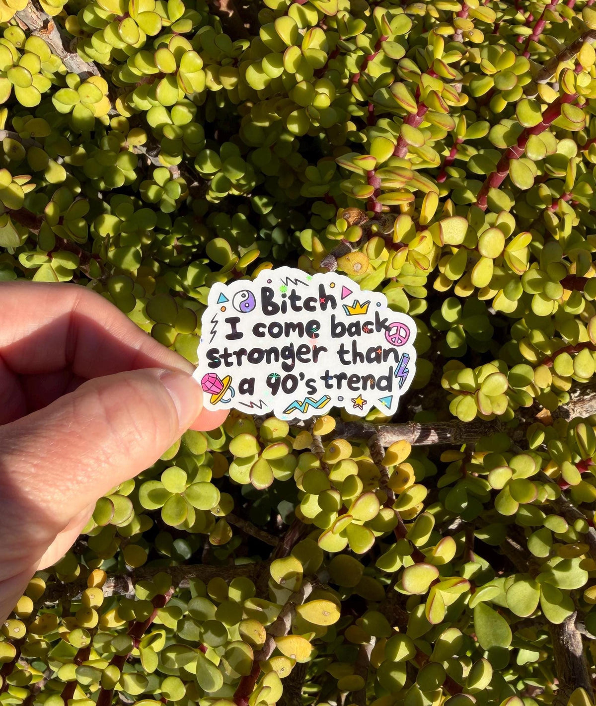 Funny 90s Nostalgia Sticker | “I Come Back Stronger” Snarky Quote Sticker | Retro Y2K Aesthetic | Water-Resistant Vinyl