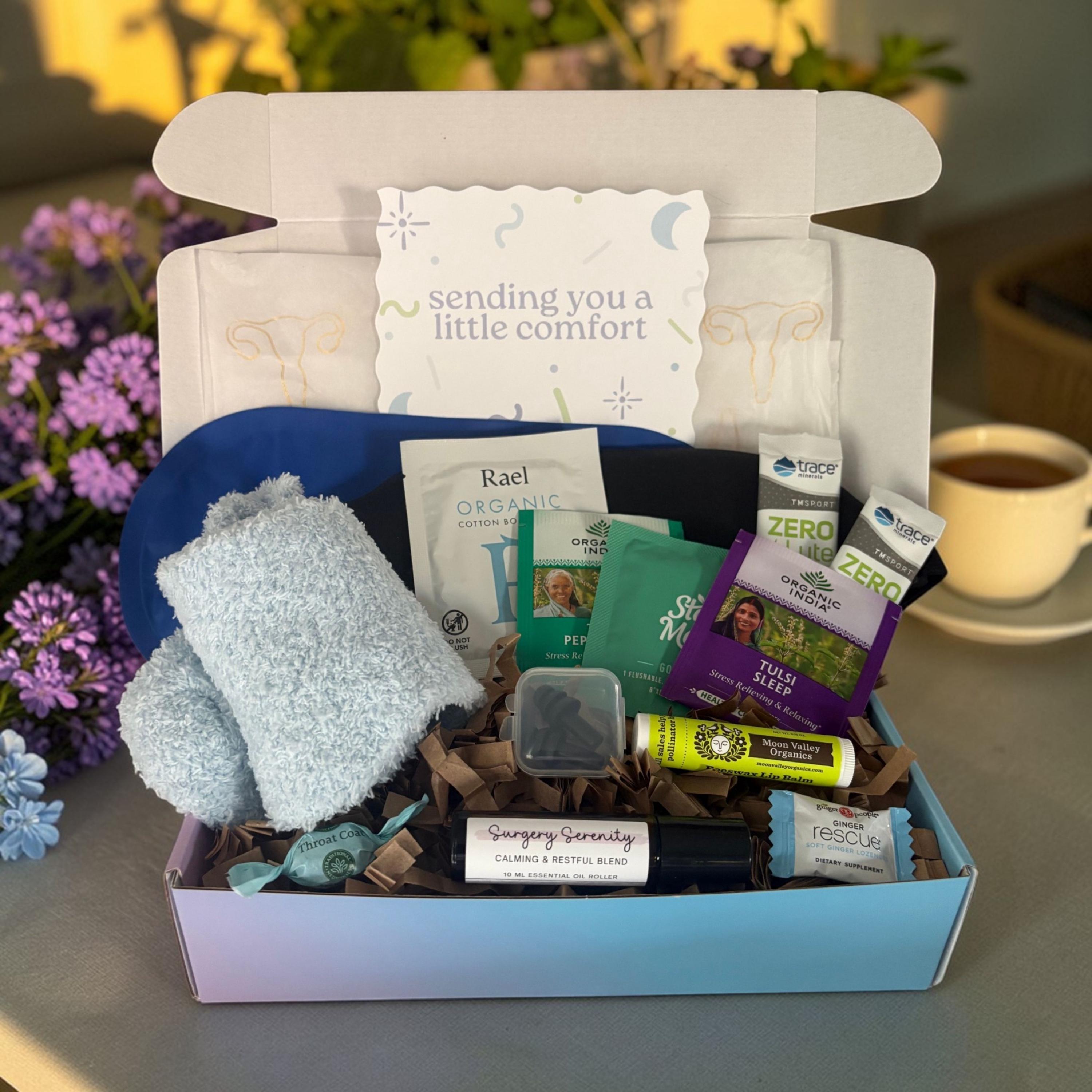 Hysterectomy Care Package With Ice Pack | Post Surgery Recovery Gift for Women | Comfort Get Well Soon Basket for Uterus Removal, Hysto Box