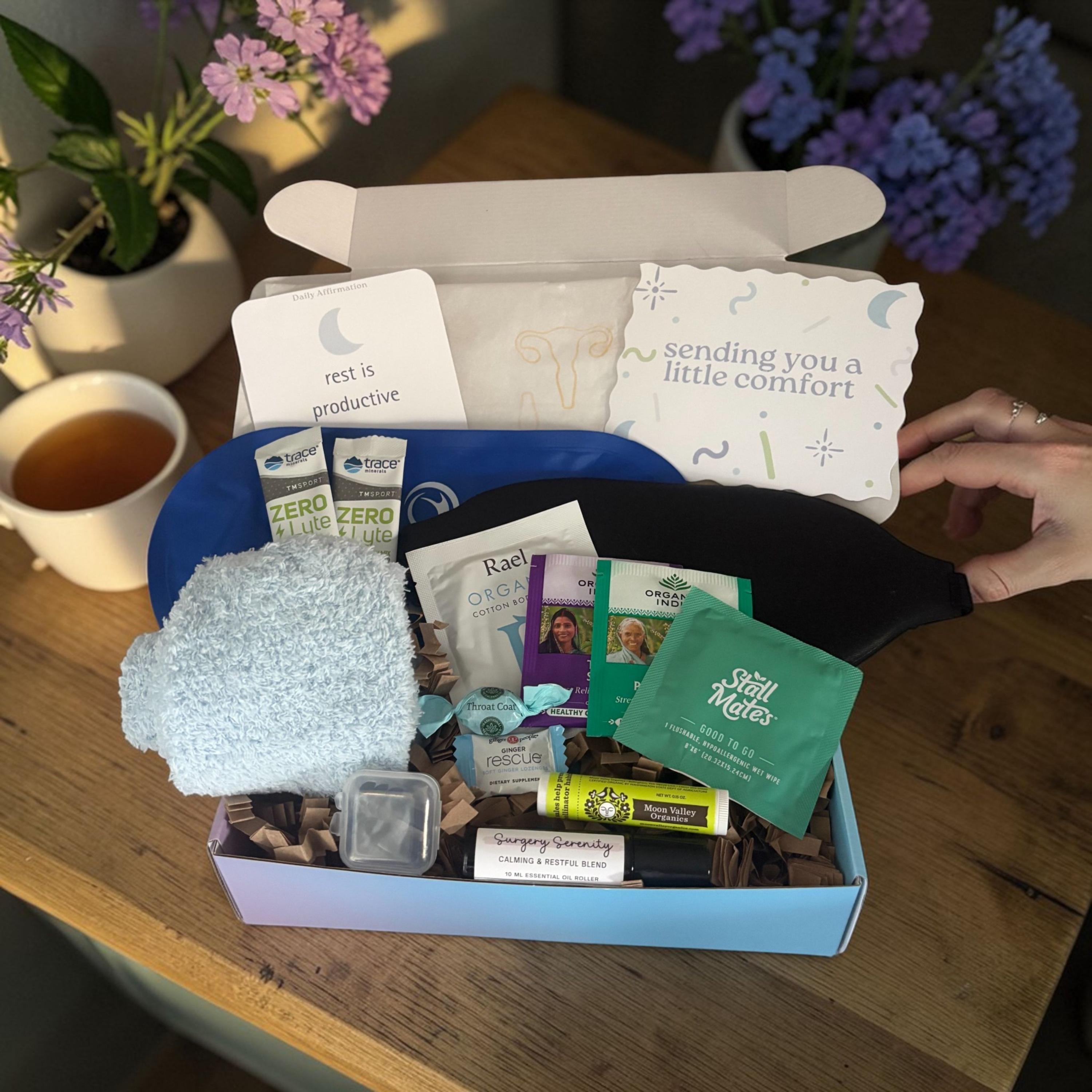 Hysterectomy Care Package With Ice Pack | Post Surgery Recovery Gift for Women | Comfort Get Well Soon Basket for Uterus Removal, Hysto Box