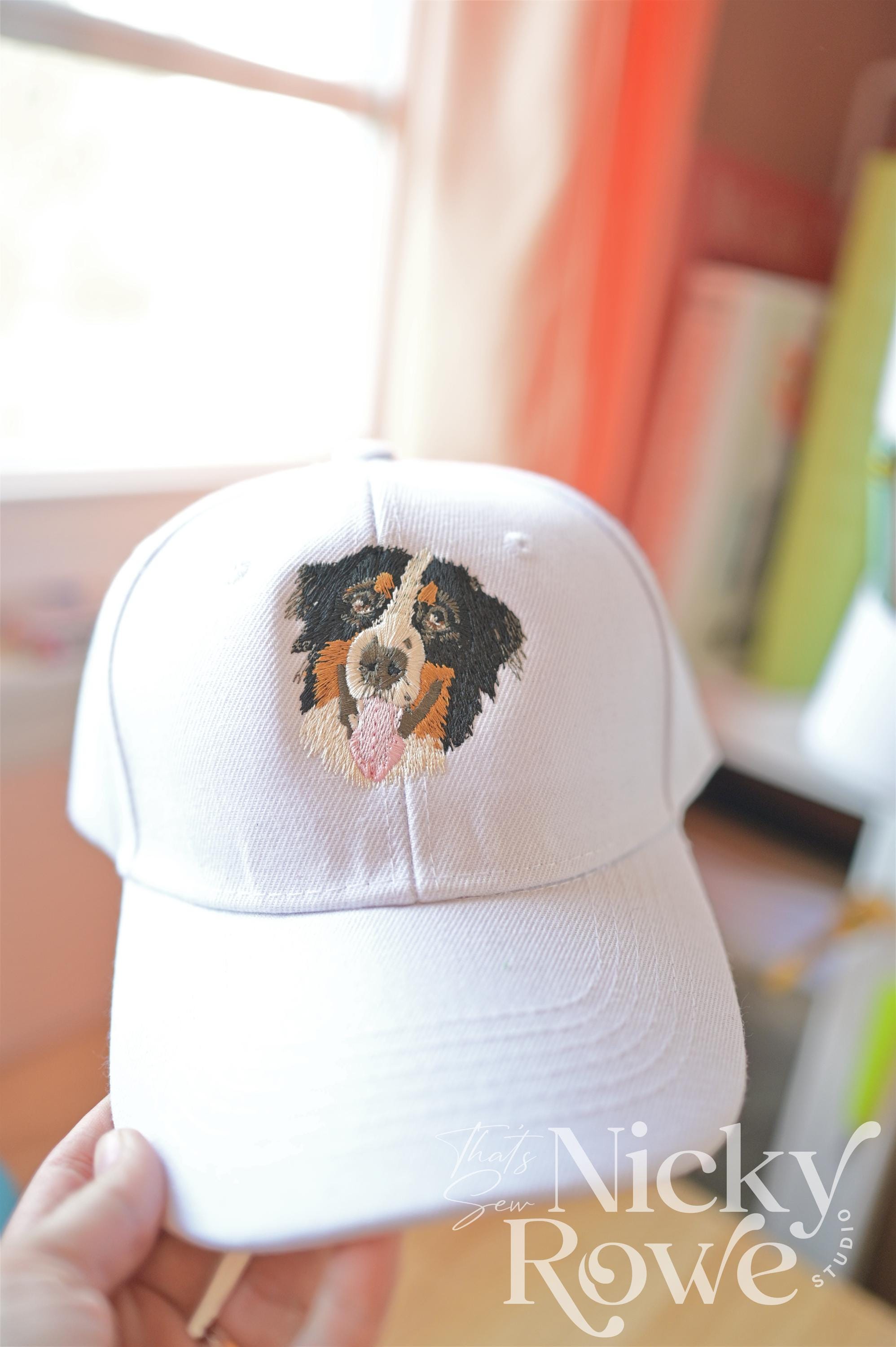 Custom Pet Portrait Trucker Hat – Hand-Drawn Embroidery, Sew-On Patch Option