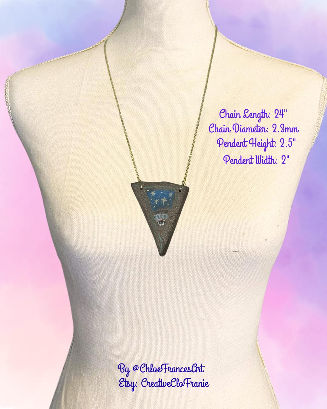 All Seeing Eye - Abstract Illustrated Ceramic Necklace