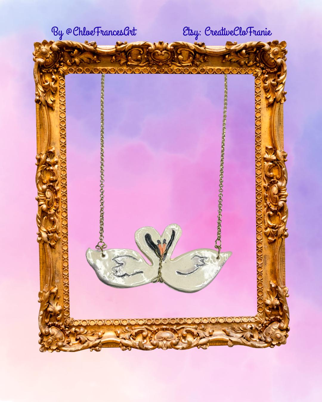 Swan Lovers Porcelain Necklace