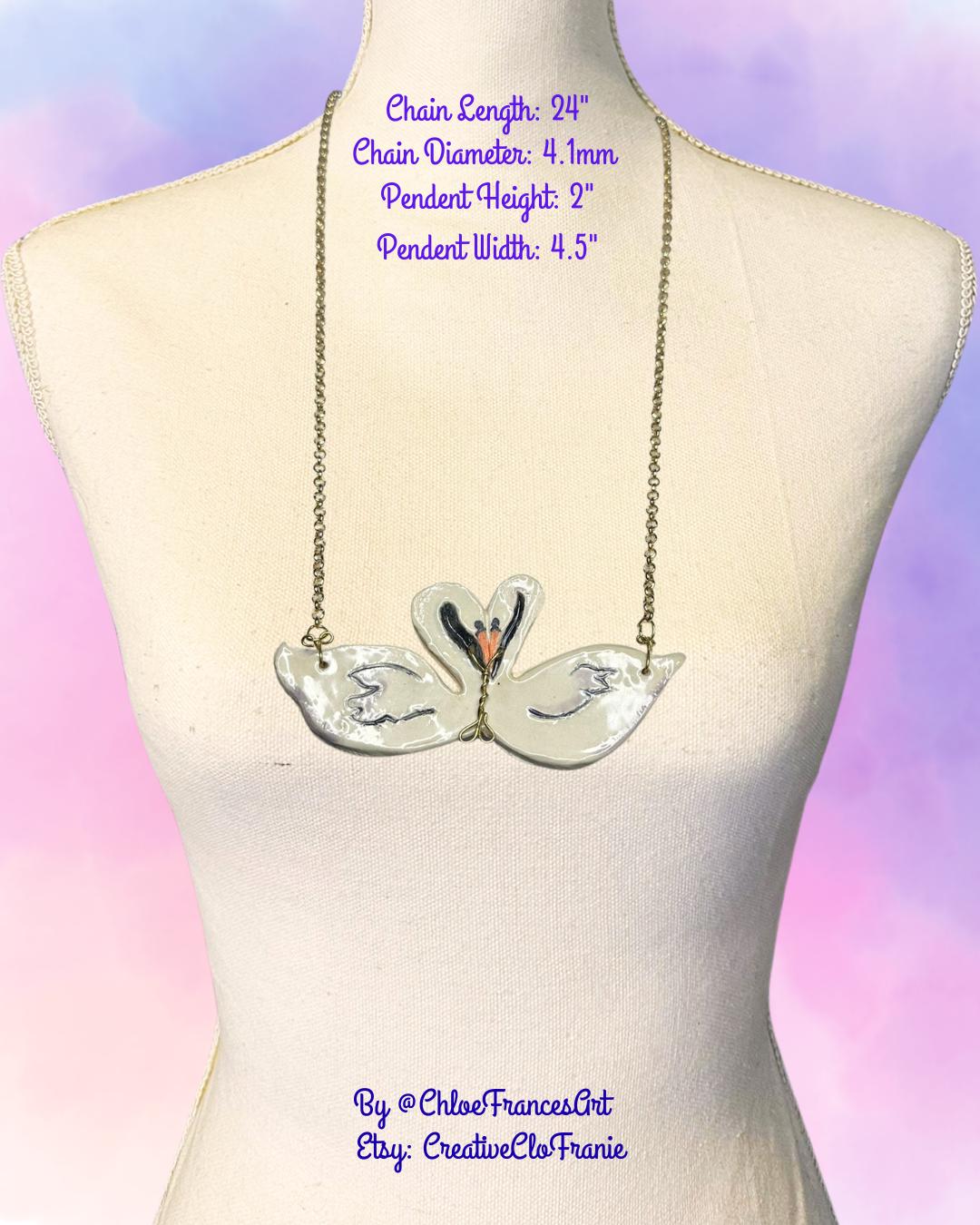 Swan Lovers Porcelain Necklace