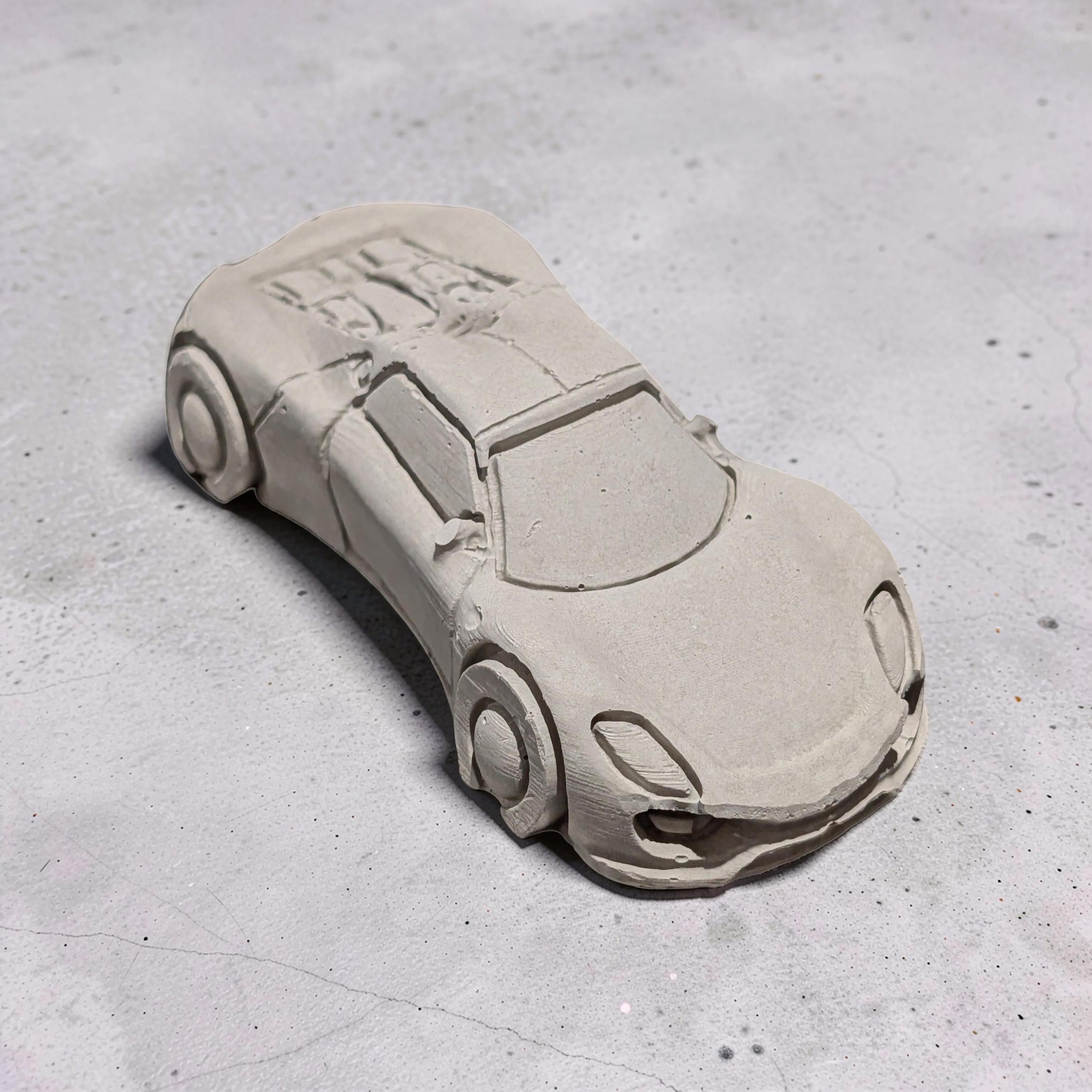 Concrete Car Sculpture for Painting | DIY Race Car Craft for Kids | Minimalist Brutalist Home Decor | Kids Birthday Party Favors | Paintable