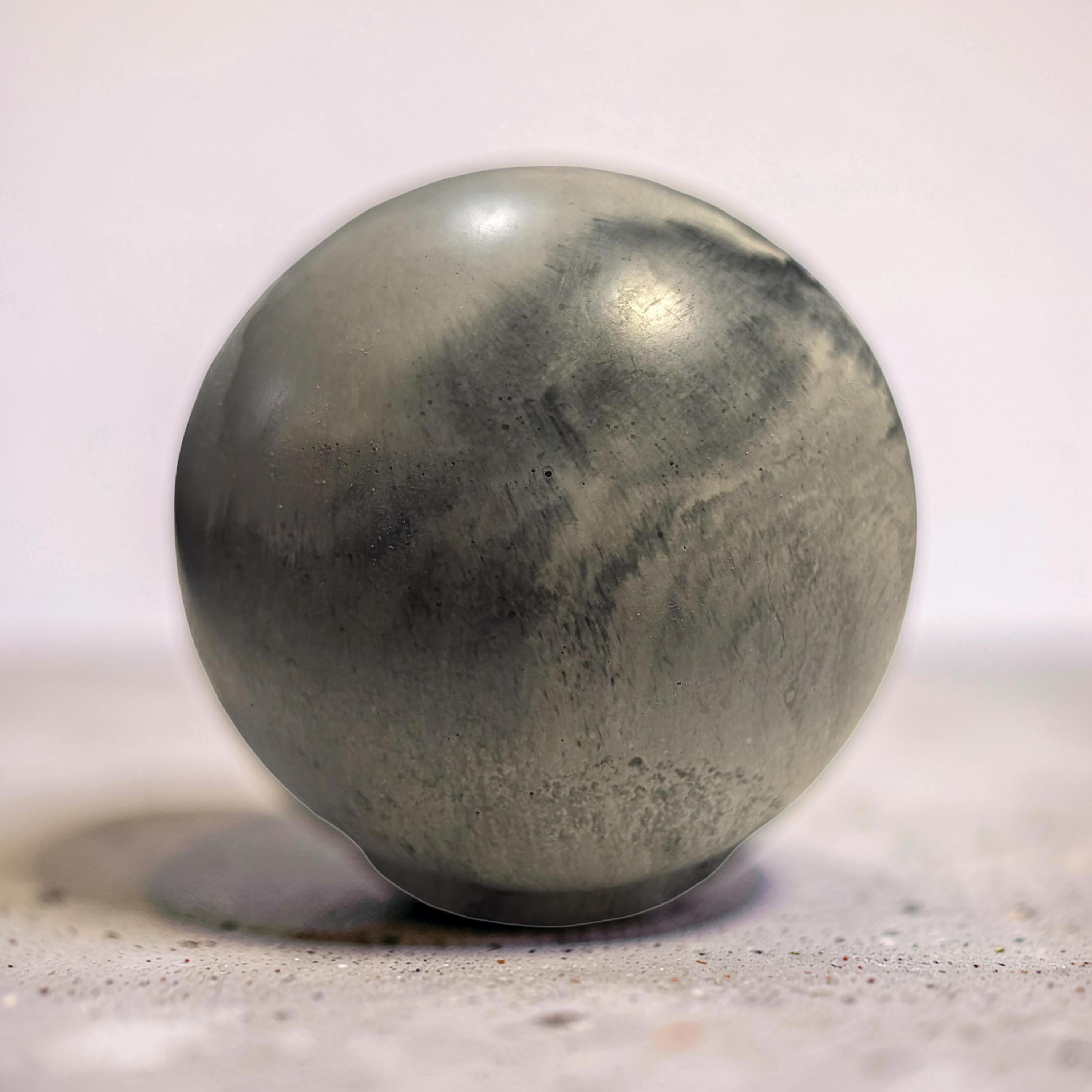 Large 4" Concrete Decorative Sphere -Minimalist Marbled Stone Ball - Modern Industrial Shelf Decor, Brutalist Paperweight, Zen Garden Accent