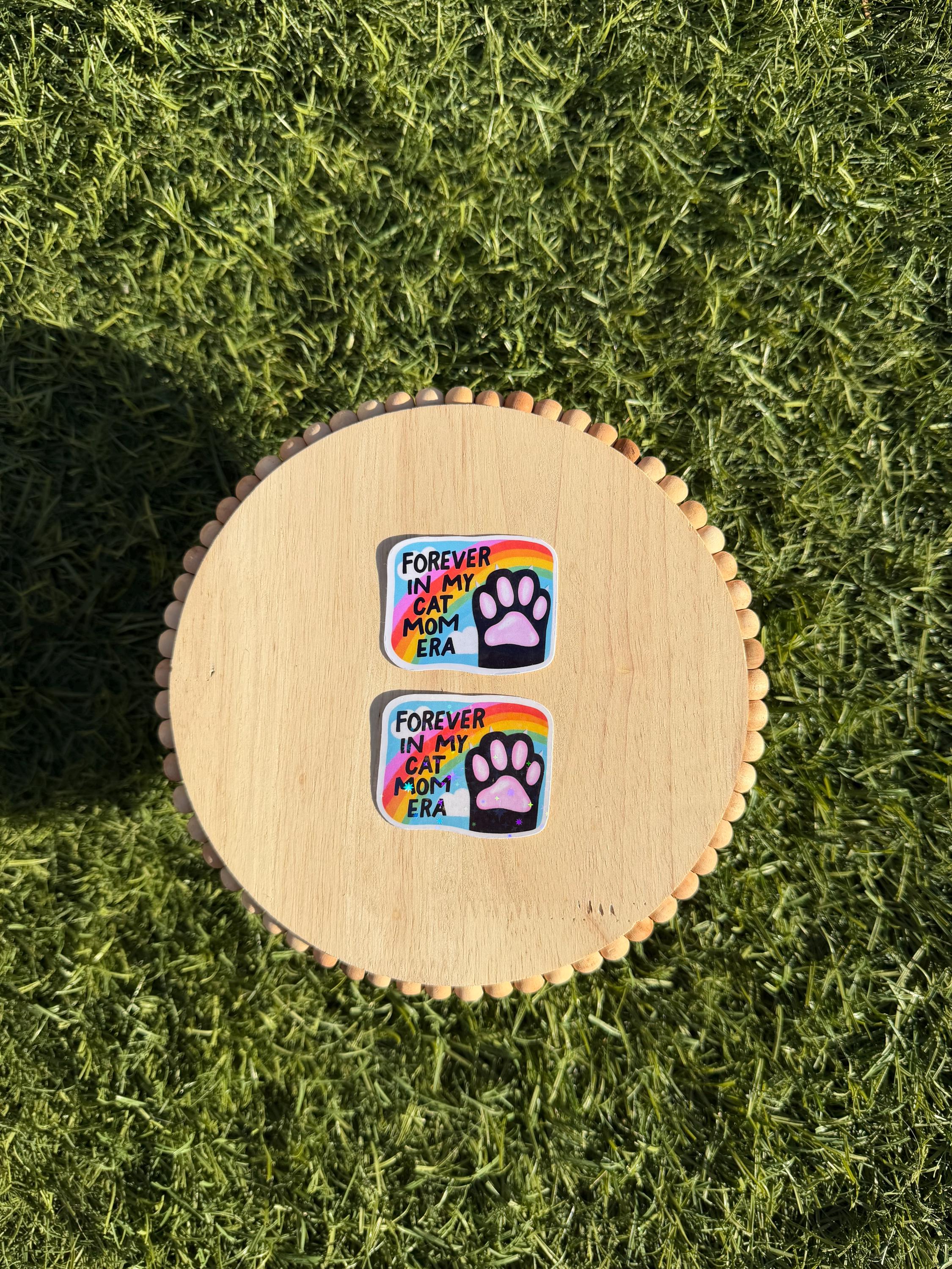 Forever in My Cat Mom Era Sticker | Funny Cat Lover Sticker | Rainbow Aesthetic Y2K | Cat Mom Gift | Water-Resistant Vinyl