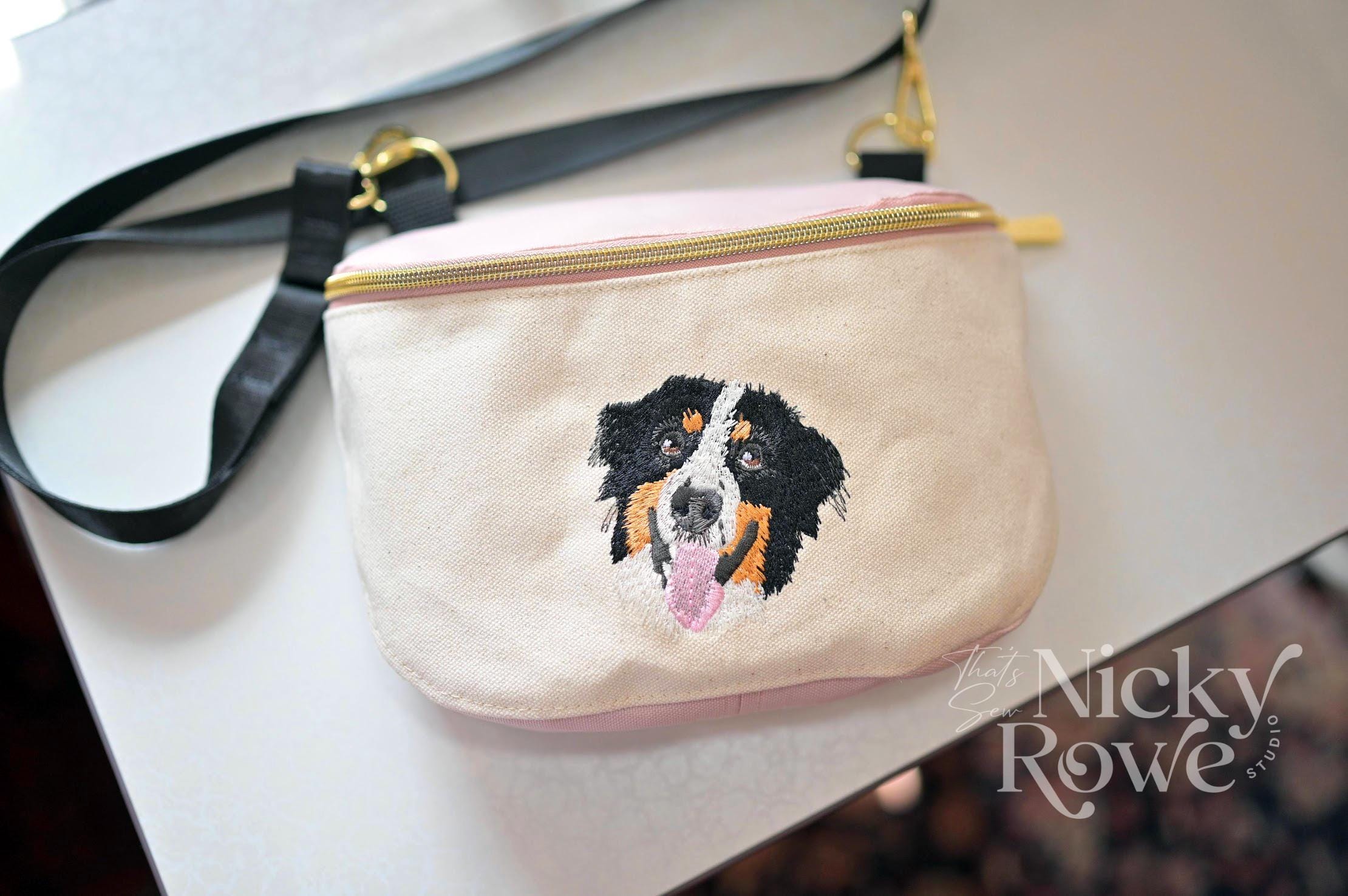 Pet Portrait Dog Walking Bag - Everyday Sling - Cross-body Bag - Custom, Handmade, Canvas Handbag - NO AI