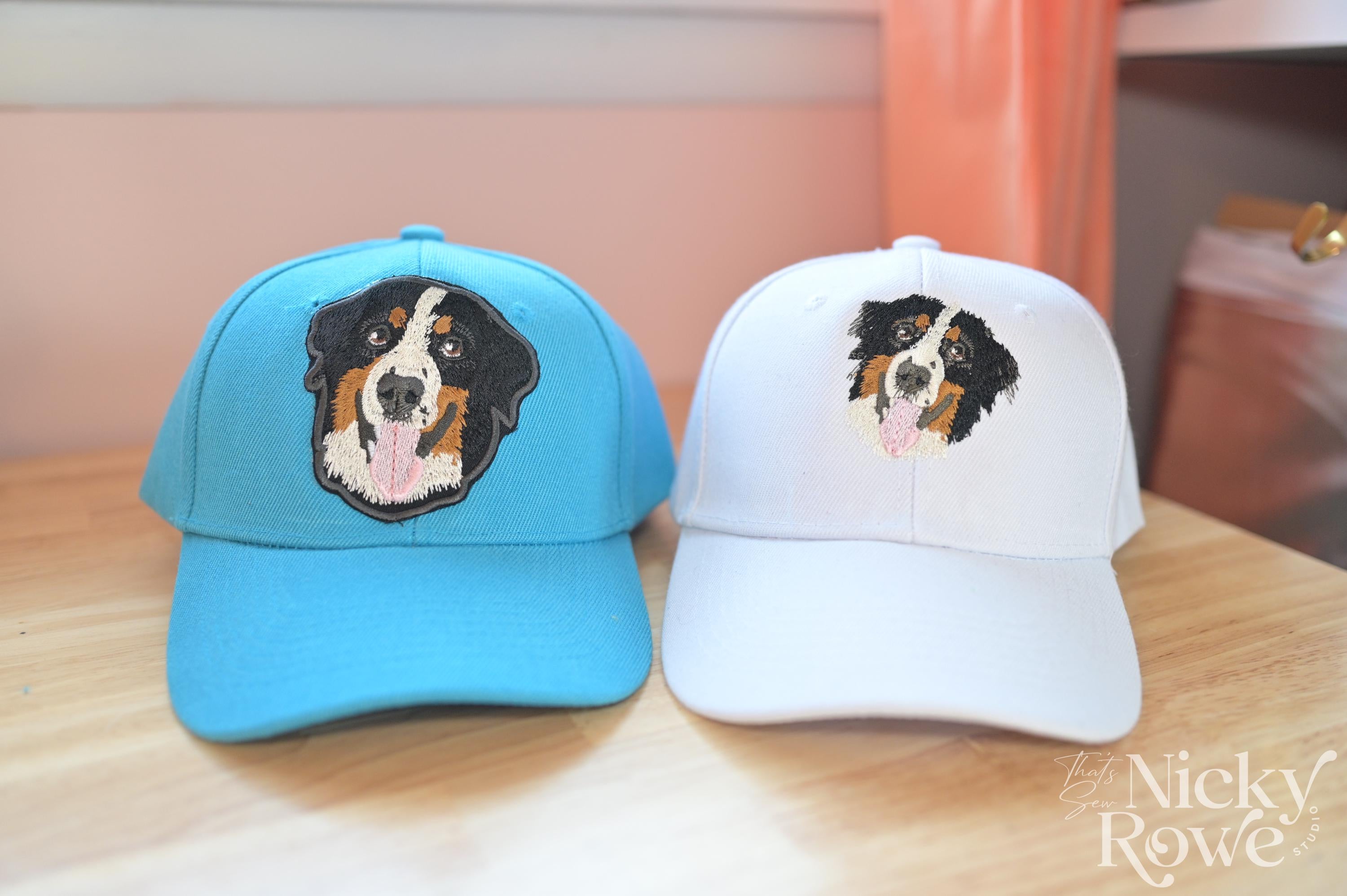 Custom Pet Portrait Trucker Hat – Hand-Drawn Embroidery, Sew-On Patch Option