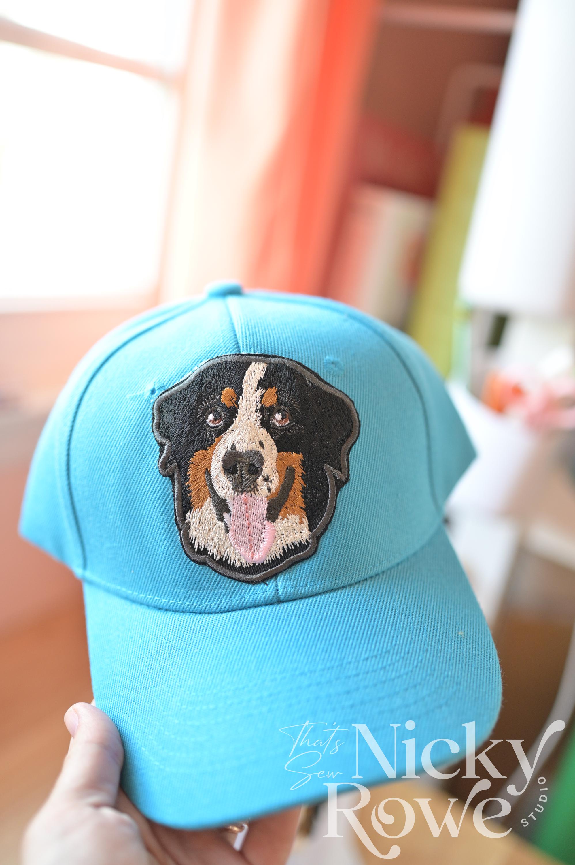 Custom Pet Portrait Trucker Hat – Hand-Drawn Embroidery, Sew-On Patch Option