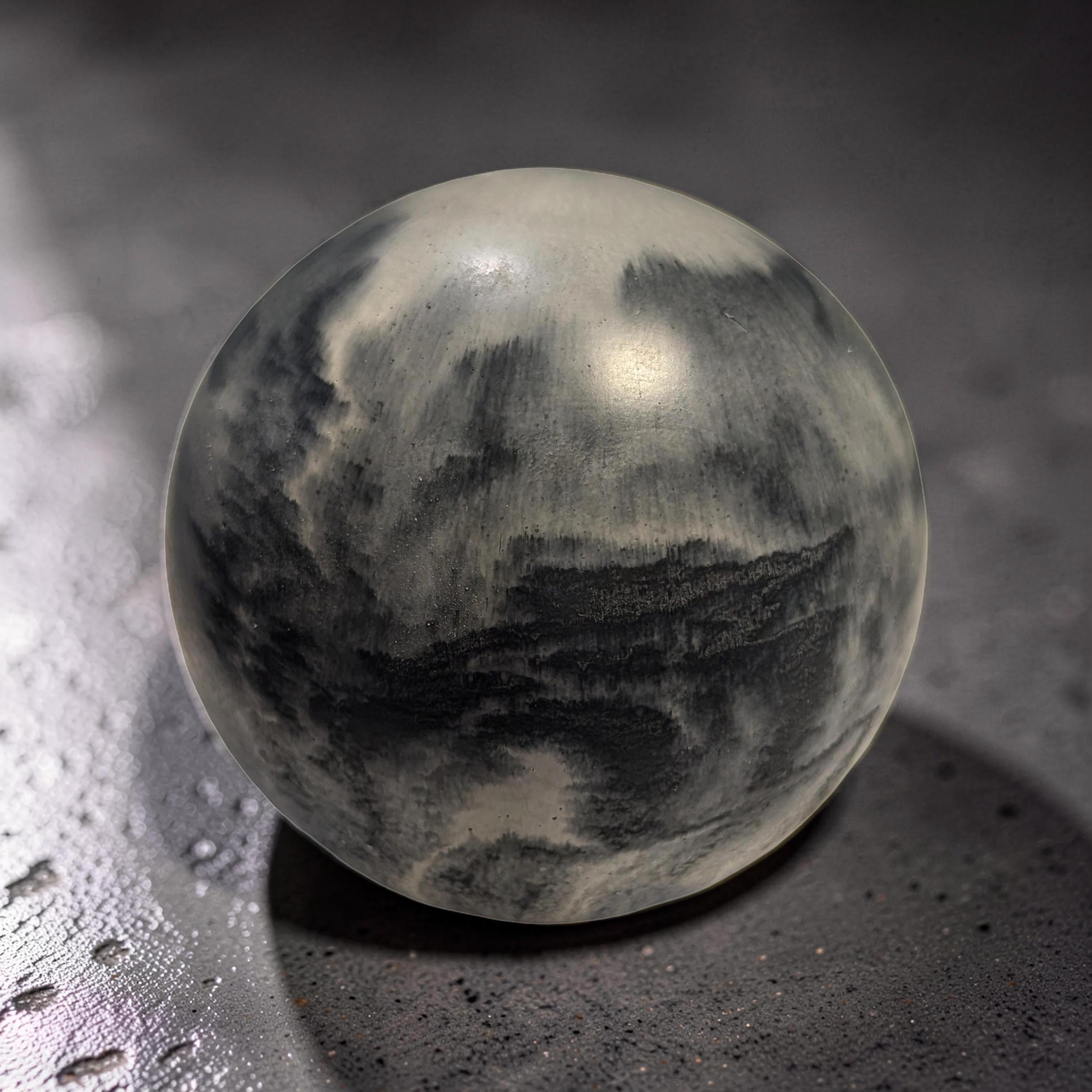 Large 4" Concrete Decorative Sphere -Minimalist Marbled Stone Ball - Modern Industrial Shelf Decor, Brutalist Paperweight, Zen Garden Accent