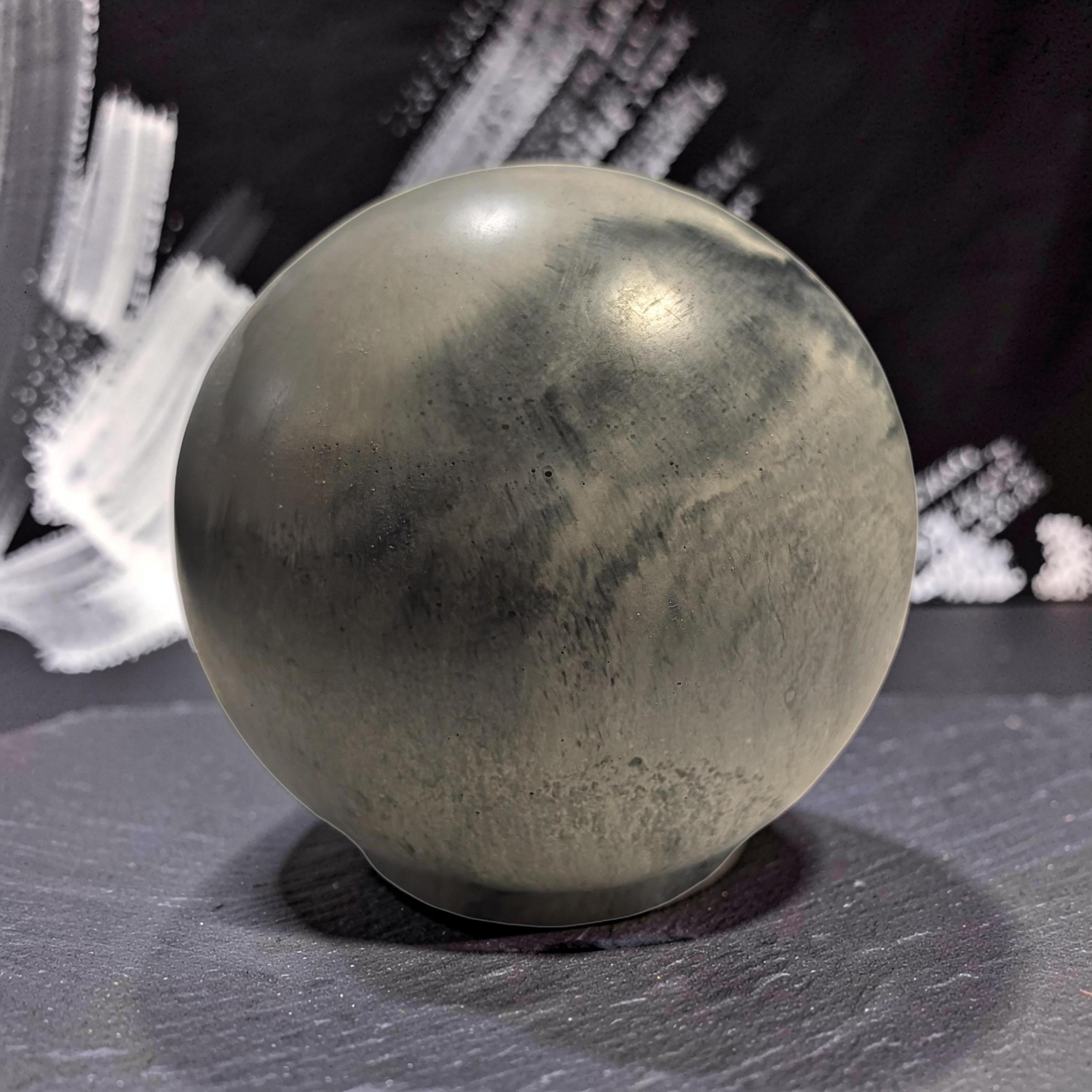 Large 4" Concrete Decorative Sphere -Minimalist Marbled Stone Ball - Modern Industrial Shelf Decor, Brutalist Paperweight, Zen Garden Accent