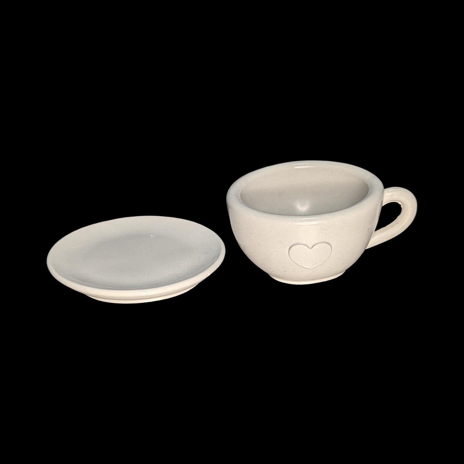 Minimalist Concrete Heart Teacup & Saucer Set | Modern Succulent Planter | Jewelry Dish | Minimalist Concrete Mug + Saucer Set