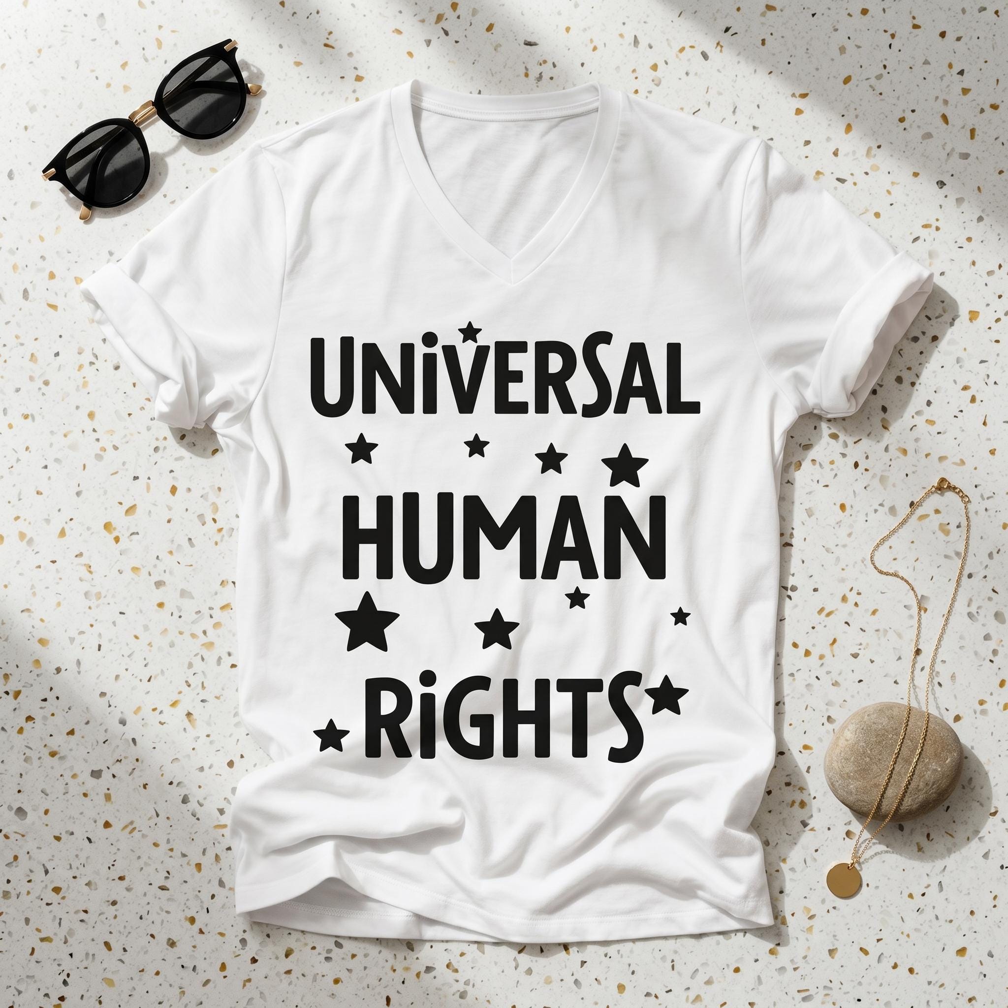 Universal Human Rights V Neck T Shirt, Social Justice Activist Tshirt, Progressive Liberal Leftist Top