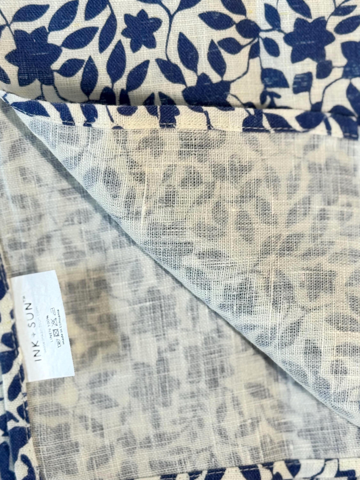 Blue Botanical Napkins – Linen Cloth Napkin – Floral Table Decor
