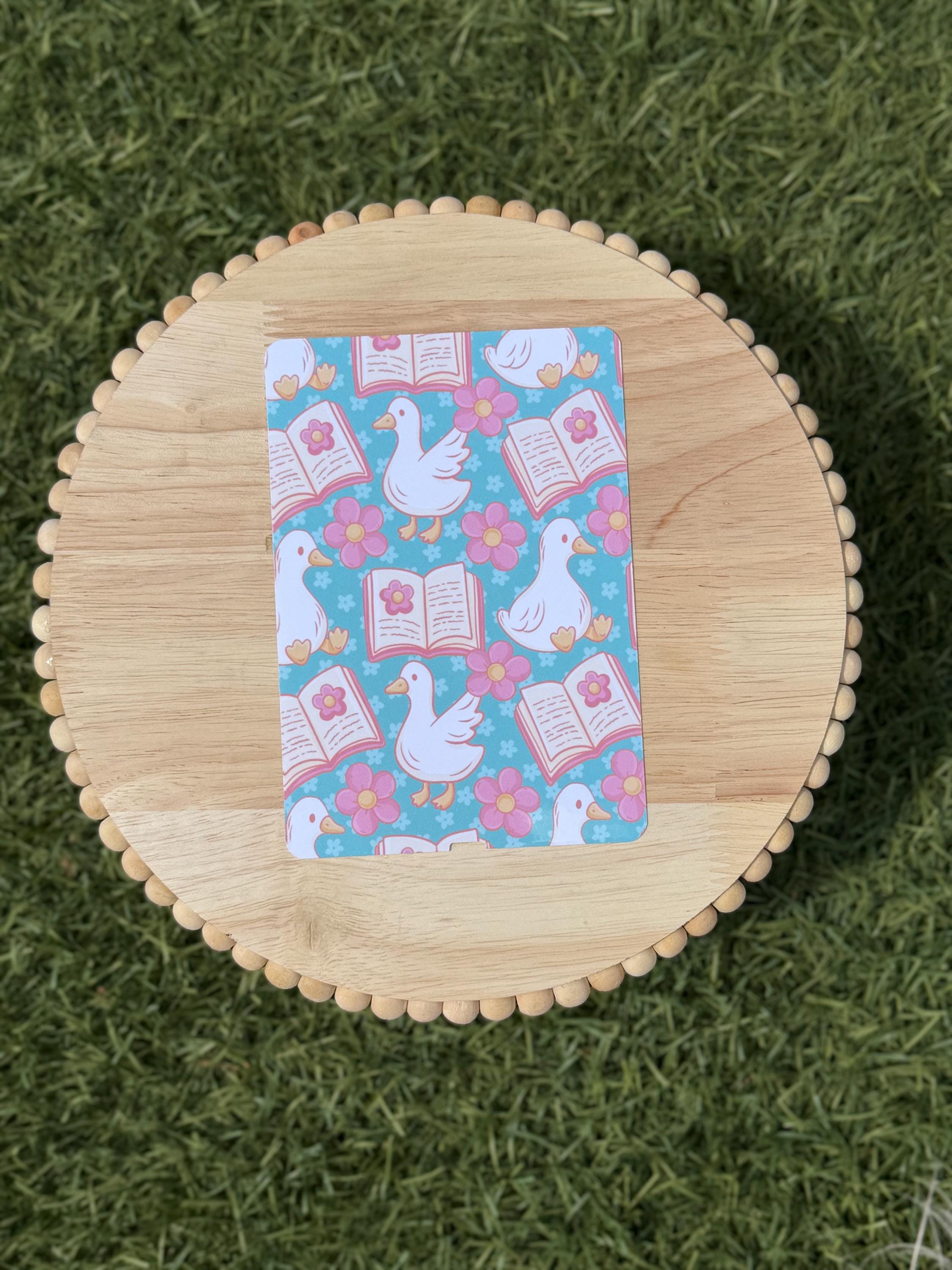 Bookish Goose Kindle Insert | Floral Reader E-Reader Case Insert | Cute Duck Reading Aesthetic | Clear or Holographic