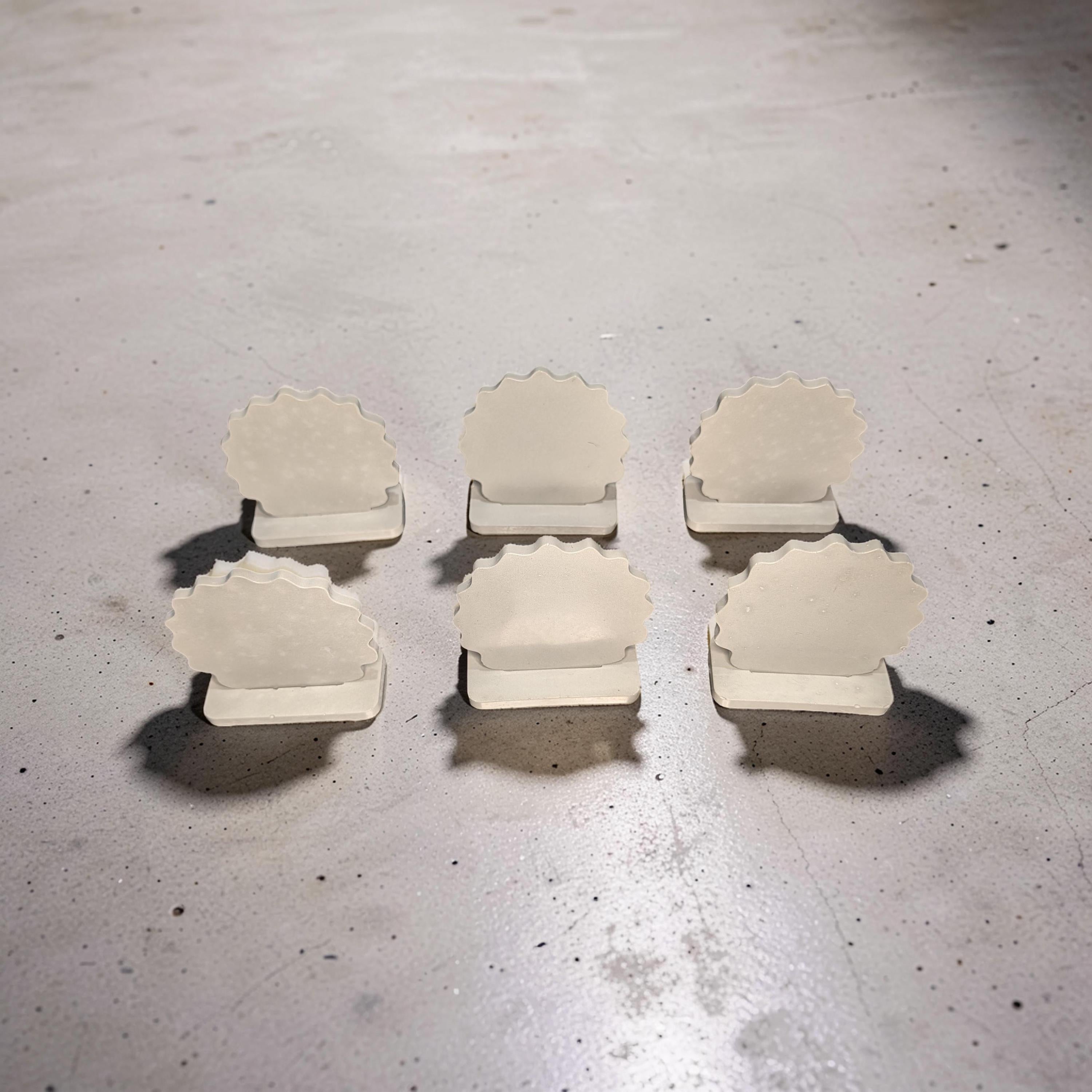 Blank Concrete Signs with Stands | Scalloped Table Top Display | DIY Wedding Table Numbers | Retail Price Signs | Small Food Stationery Sign