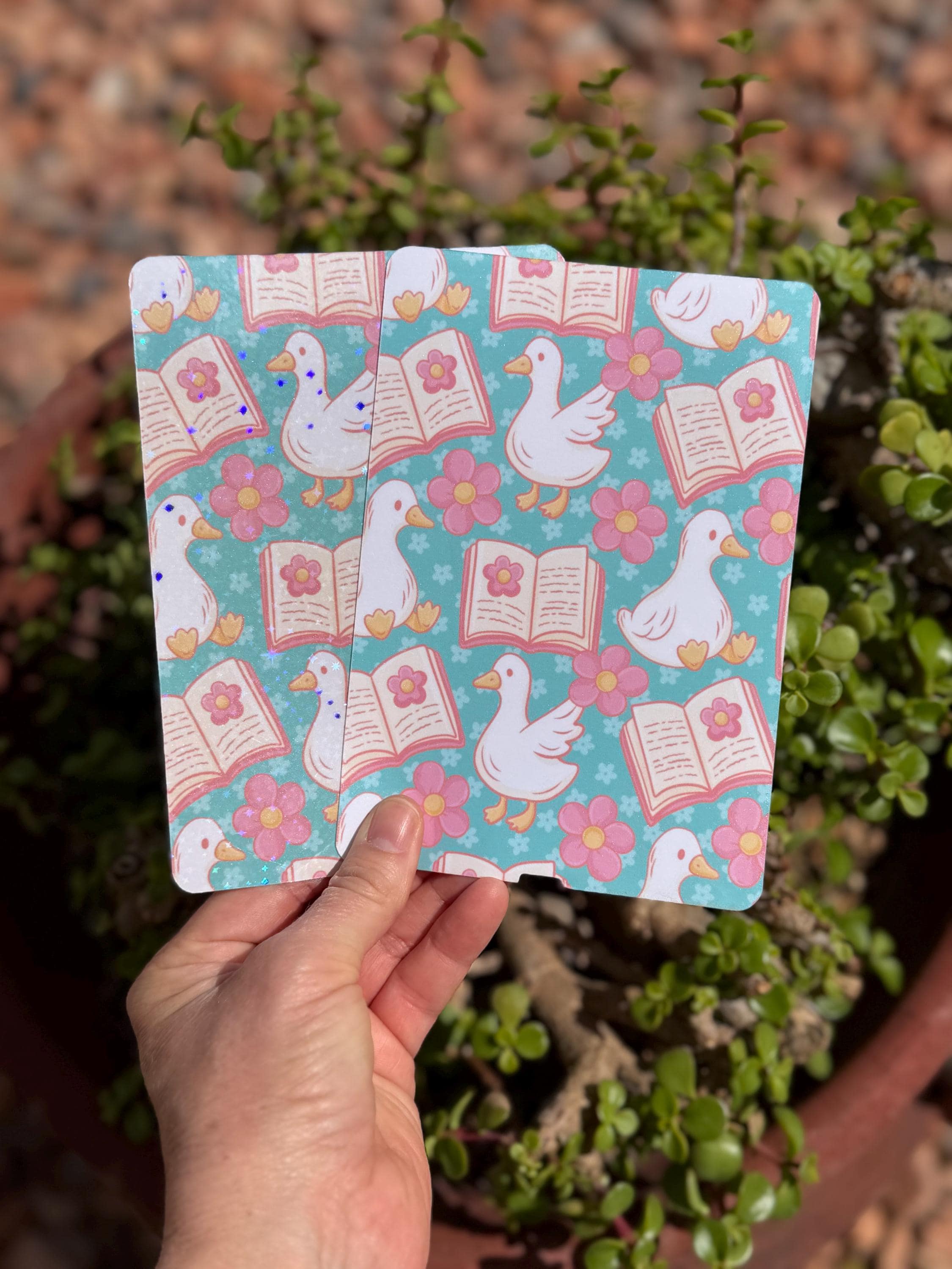 Bookish Goose Kindle Insert | Floral Reader E-Reader Case Insert | Cute Duck Reading Aesthetic | Clear or Holographic