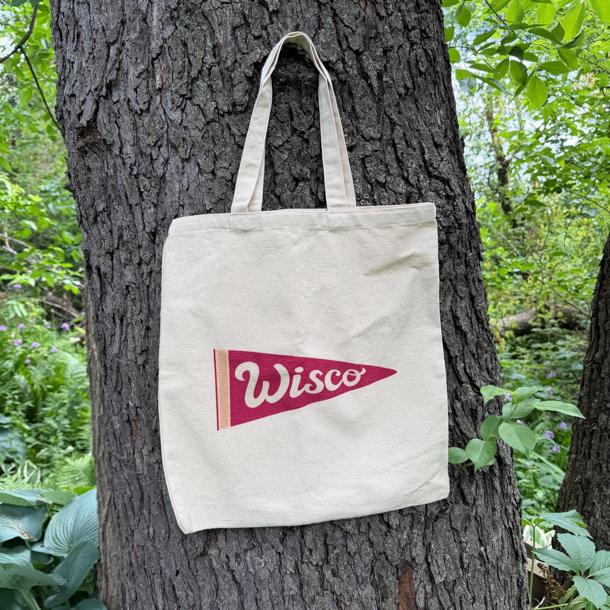 Wisconsin Pennant Cotton Canvas Tote Bag