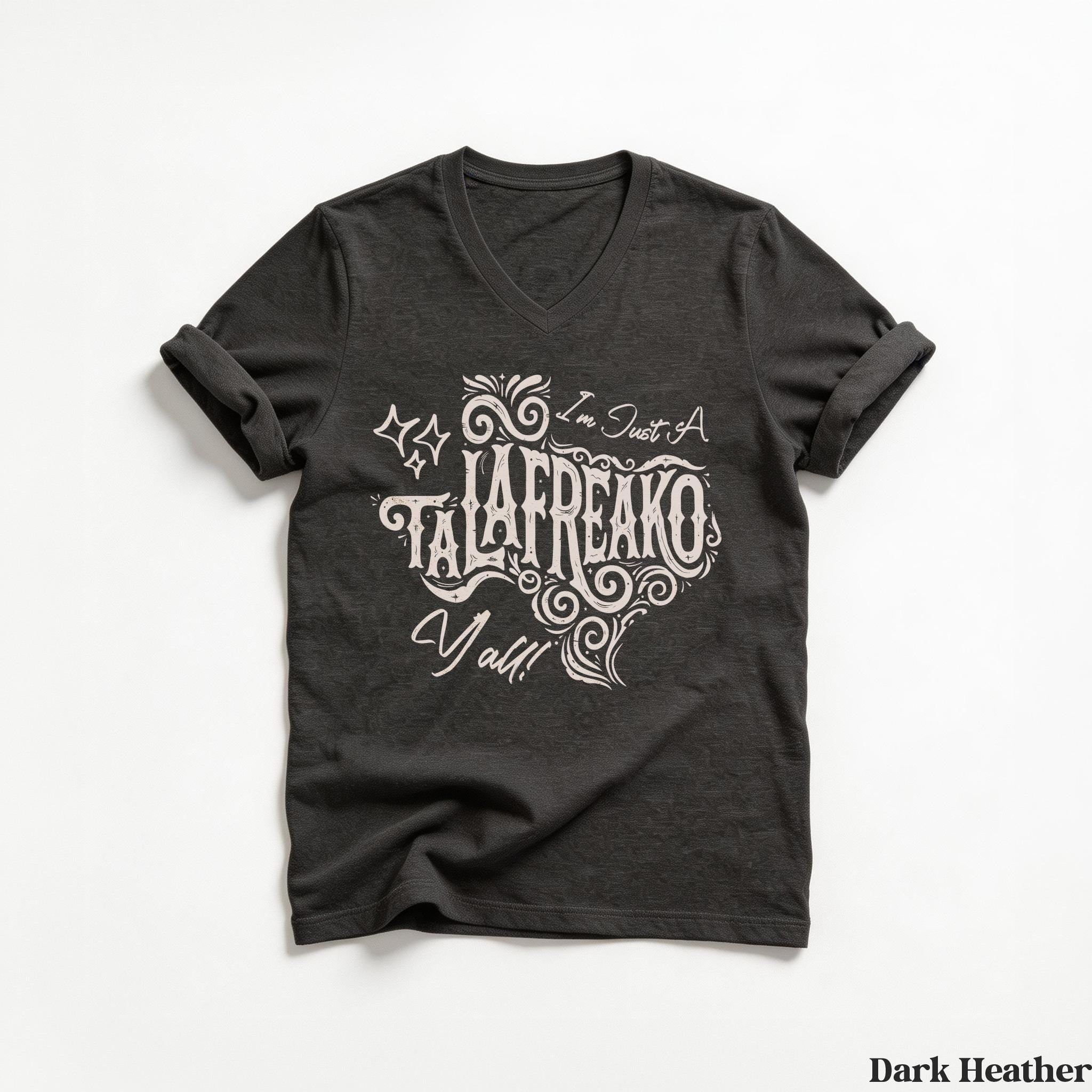 Dark heather v-neck t-shirt with "I&