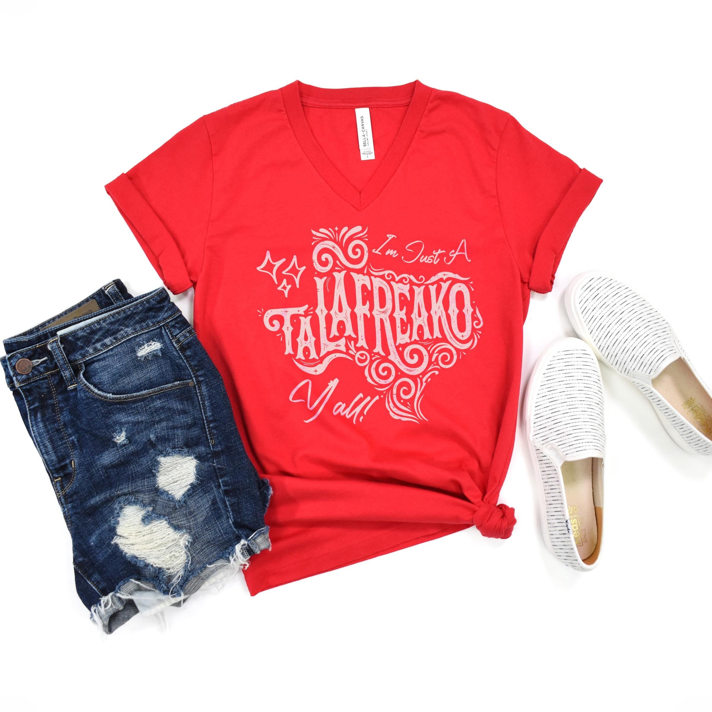 Red v-neck t-shirt with "I&