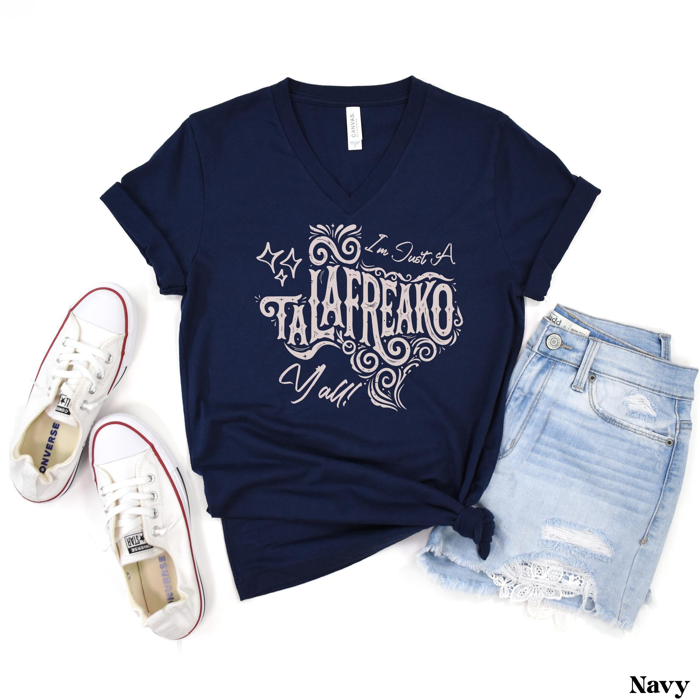 Navy Bella+Canvas t-shirt with "I&