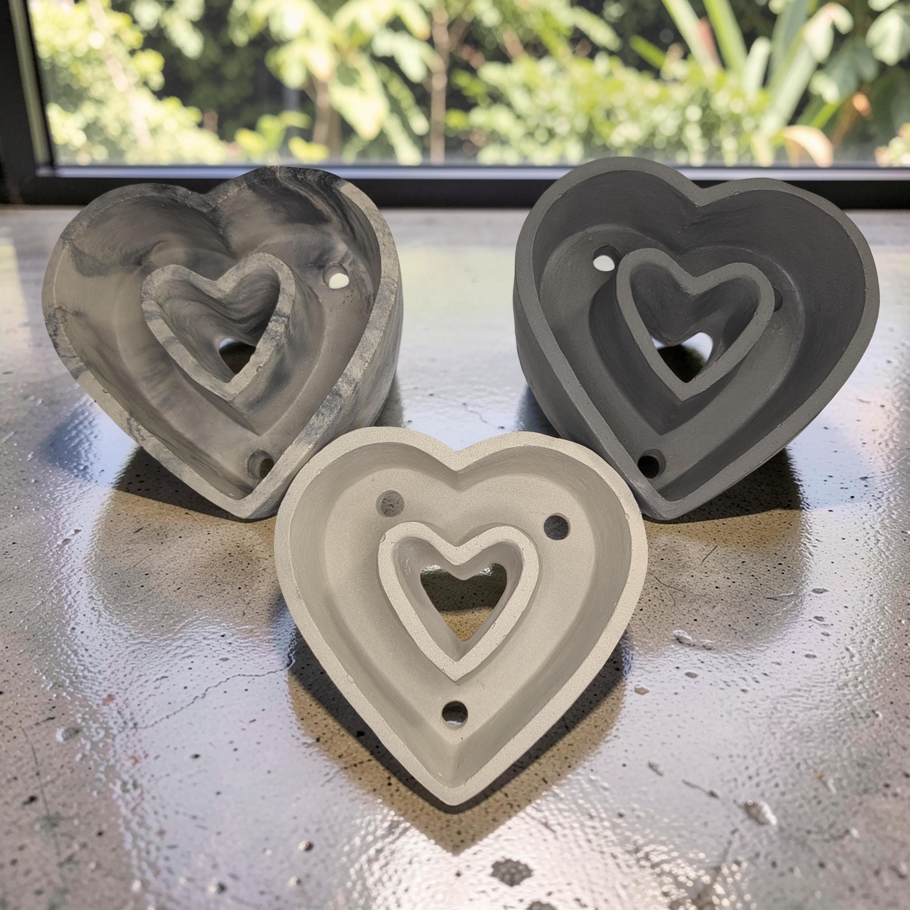 Minimalist Concrete Heart Planter with Drainage | 5-Inch Industrial Heart Succulent Pot | Modern Aesthetic Home Decor