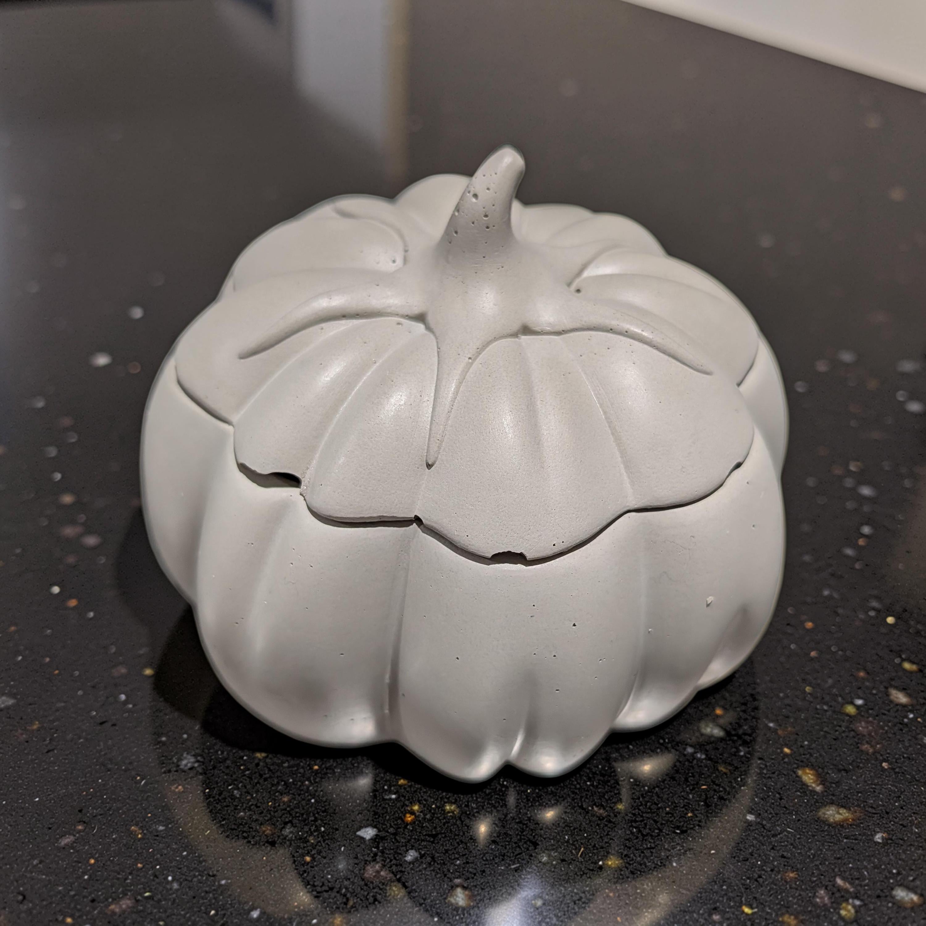 Concrete Tomato Jar with Lid - 9.5oz Paint Your Own Ceramic Style Cast Stone Vessel, Cute Vegetable Trinket Box, Kitchen Decor & Candle Jar