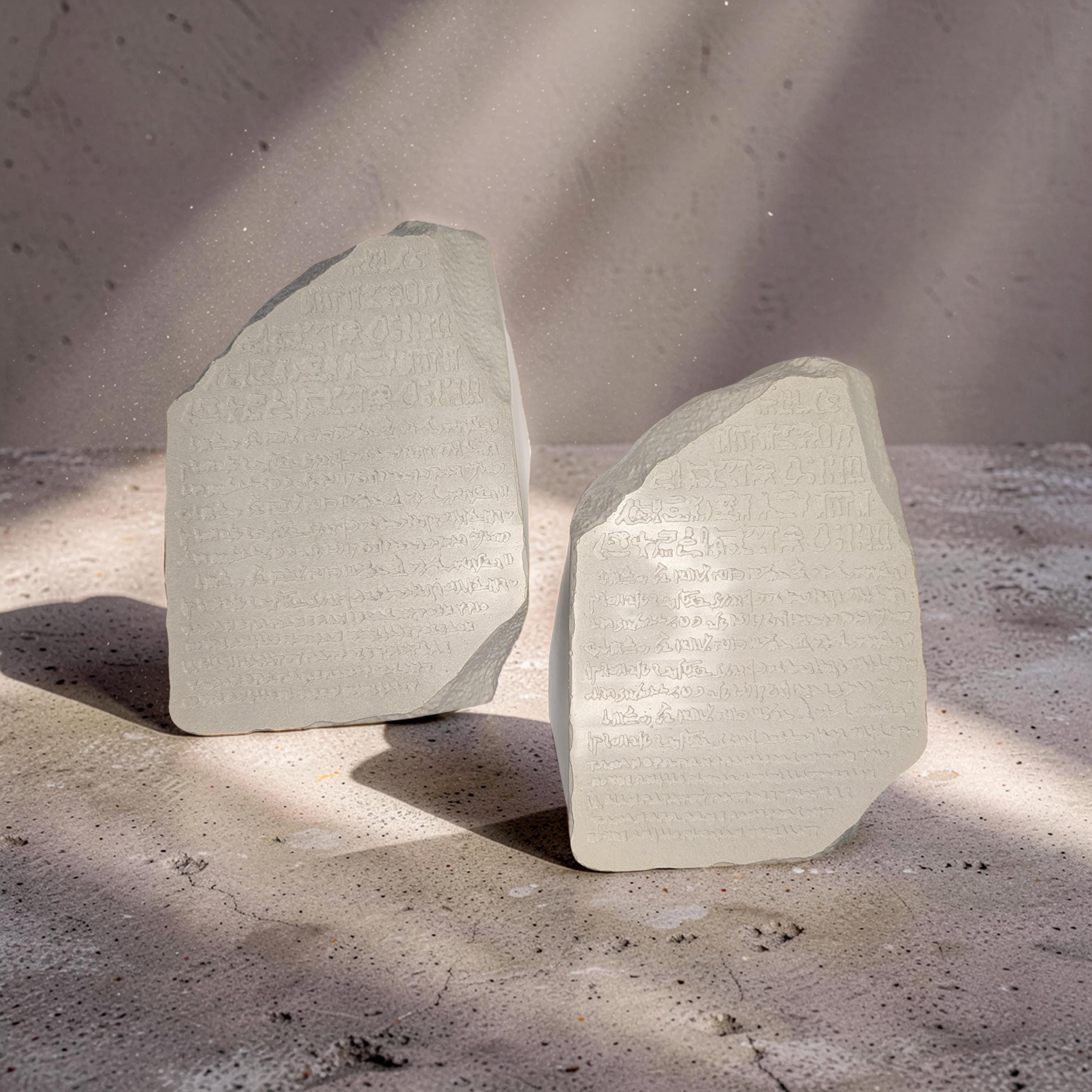 Concrete Rosetta Stone Replica Vase & Bookend | Ancient Egyptian Decor | Minimalist History Gift, Brutalist Archeology Statement Piece