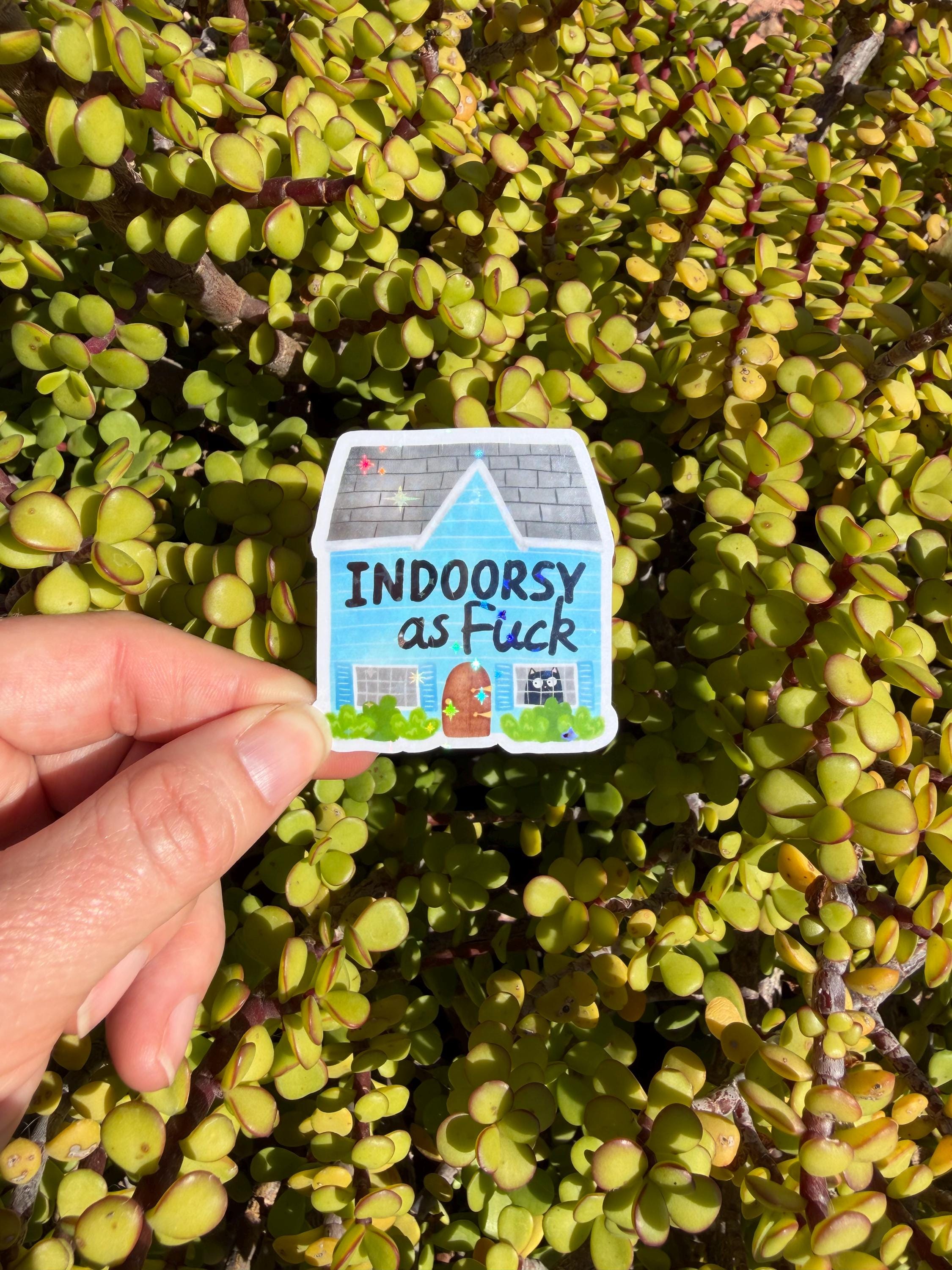 Funny Introvert Sticker, Indoorsy as F*ck Sticker, Homebody Sticker, Cozy Cat Sticker, Laptop Water Bottle Decal, Introvert Gift