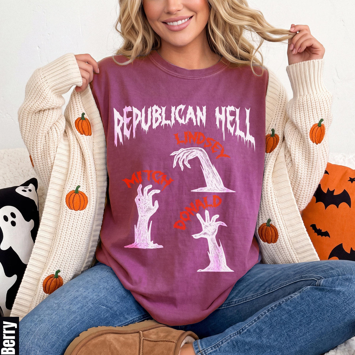 T-shirt with "Republican Hell" text and zombie hands.