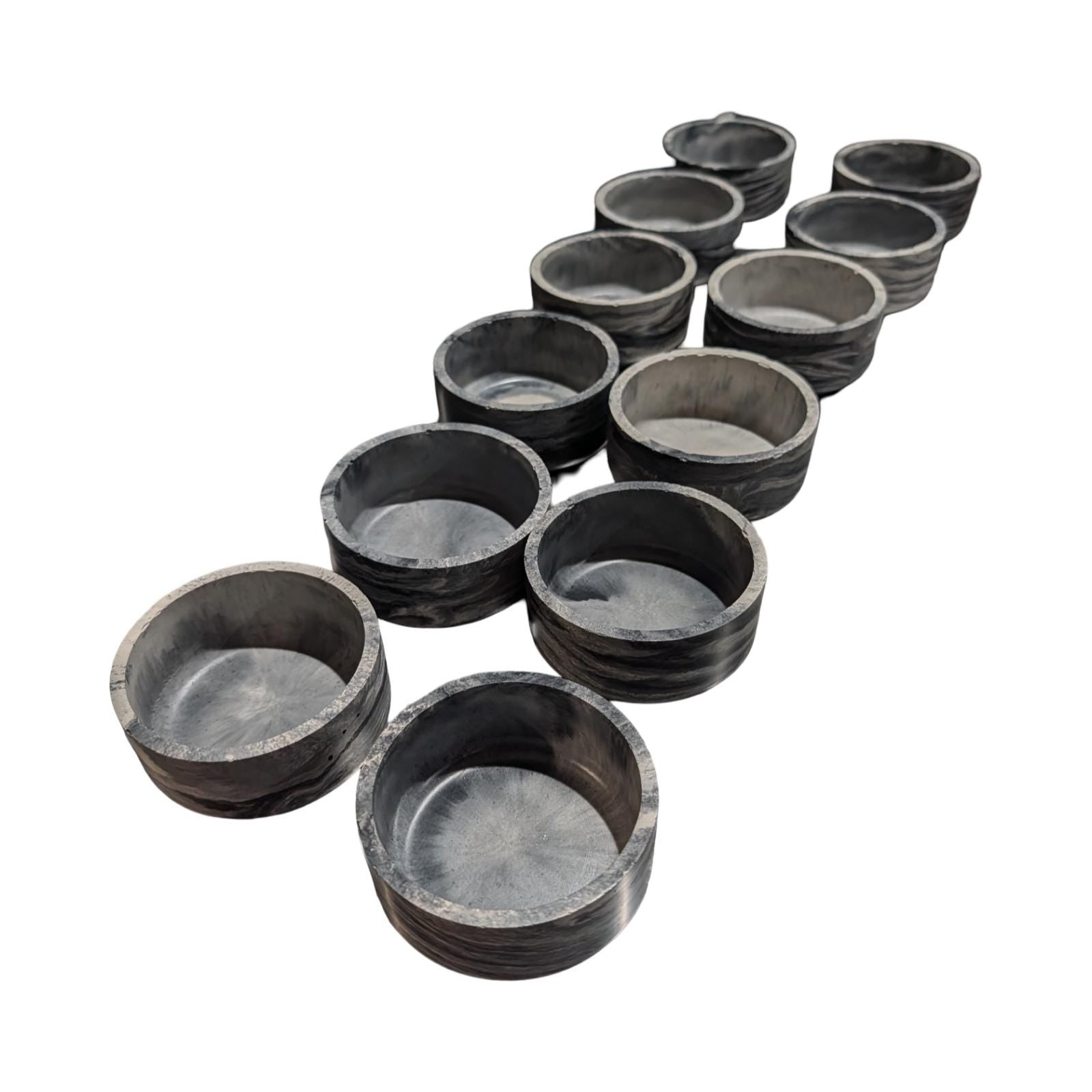 Studio Clearance | Set of 12 Concrete Bowls | Grey Marbled Cement Planters | 4" Bulk Vessel Lot | Sample Sale Destash - One Available