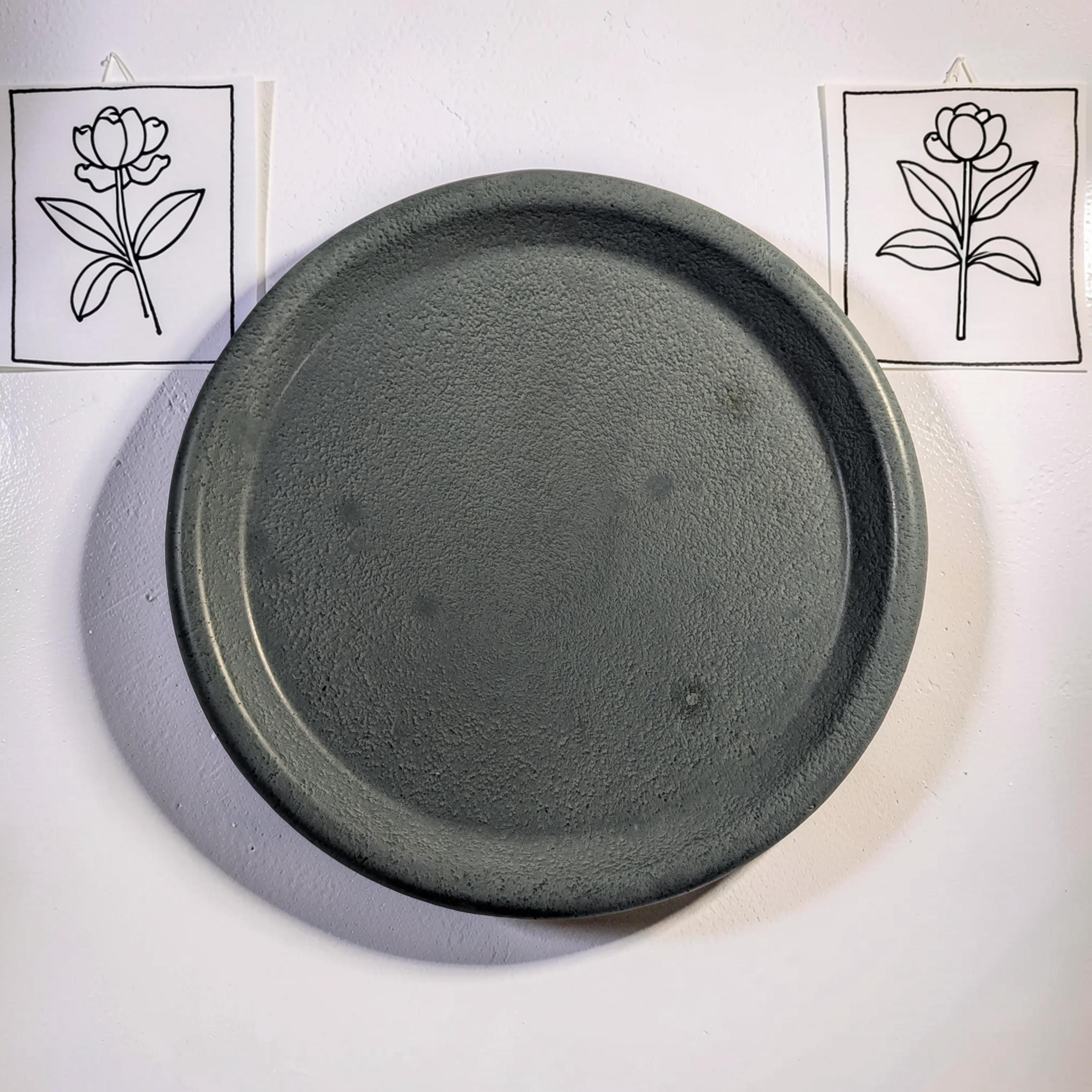Minimalist Concrete Catchall Tray | Small Round Jewelry Dish & Succulent Plant Saucer | Modern Key Tray, Ring Dish, Candle Coaster