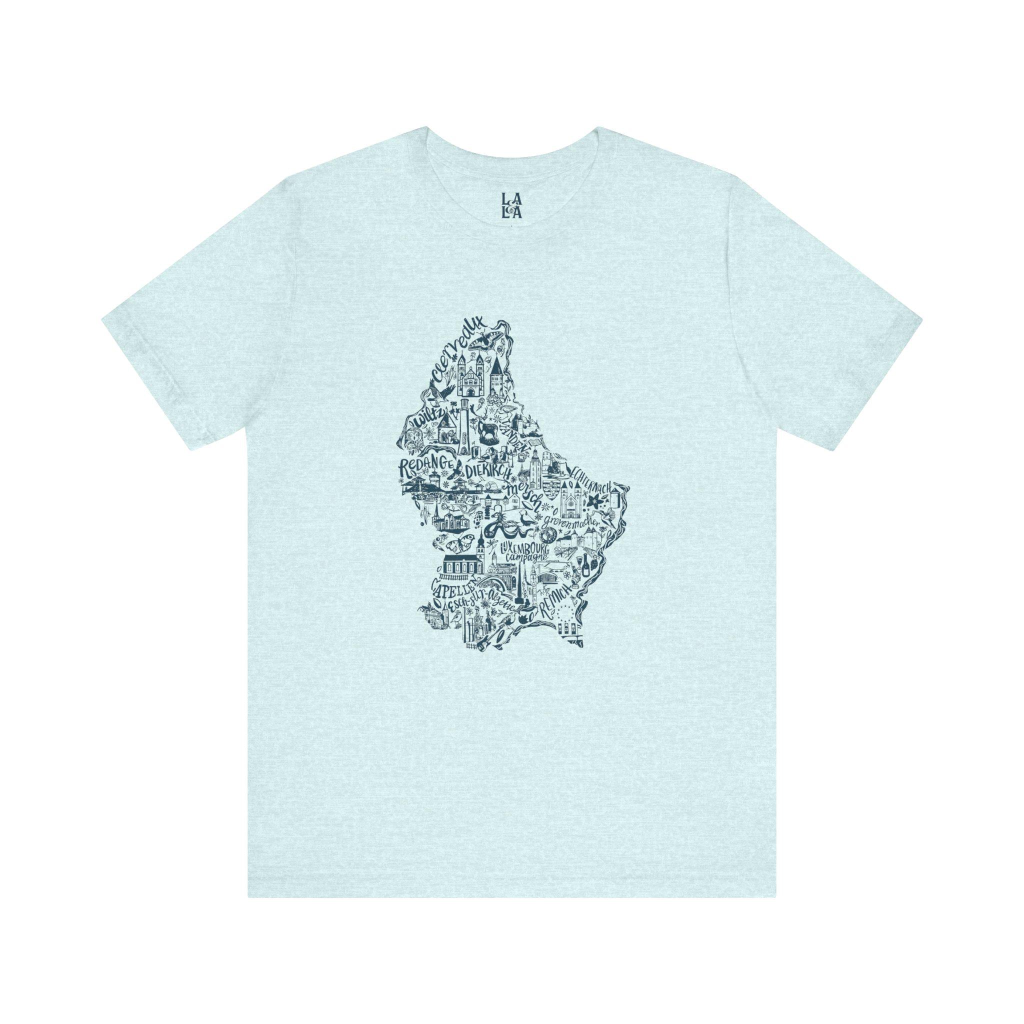 Luxembourg Landmark Map T-Shirt | Illustrated City Icons Tee