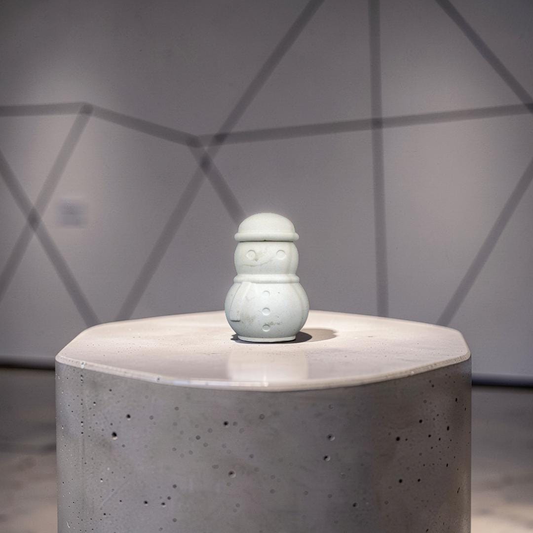 Concrete Snowman Jar with Lid, Christmas Storage Container, Winter Holiday Decor, Minimalist Trinket Box, Small Desk Organizer, Holiday Gift