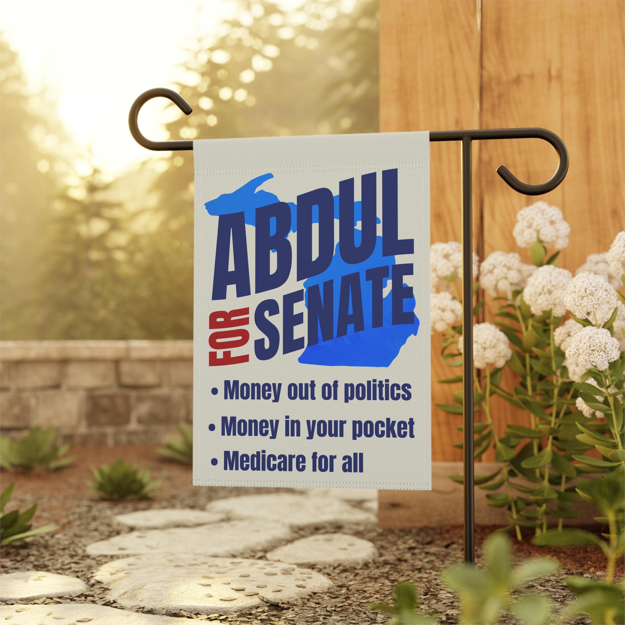 Abdul El-Sayed for Senate Michigan Garden Flag | Progressive Political House Banner Midterm Election 26