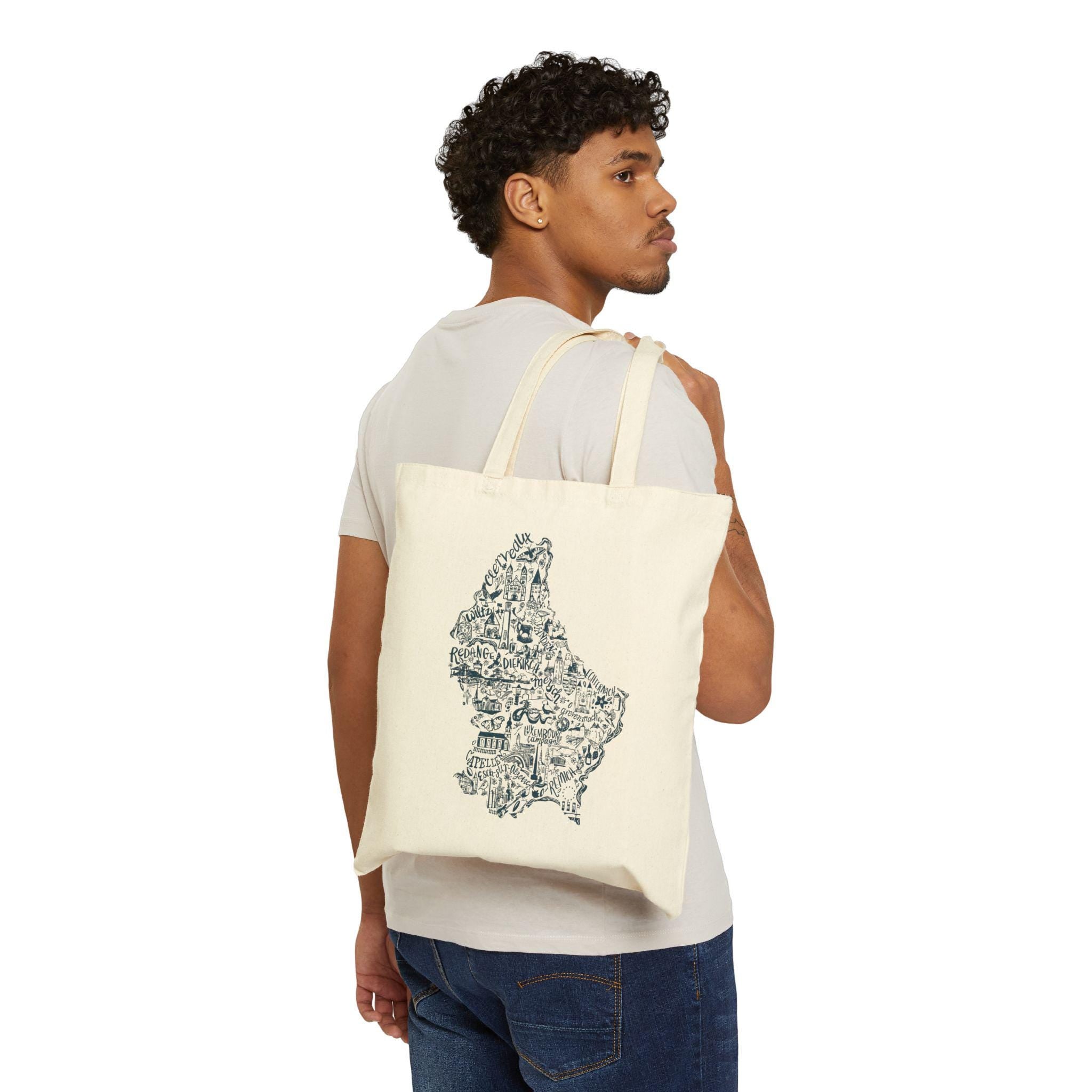 Luxembourg Map Illustration Tote bag | Country Landmark Doodle Canvas Tote