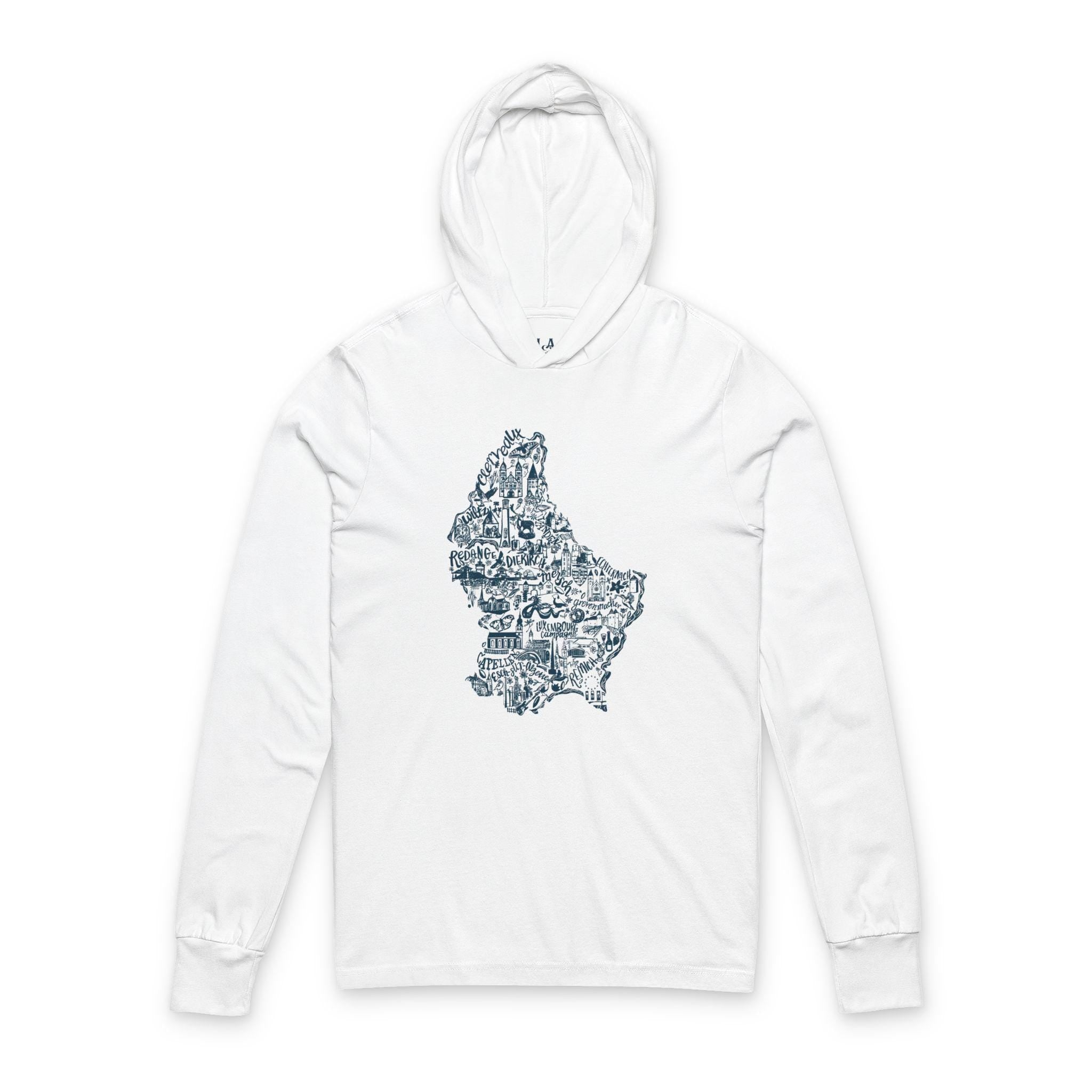 Minimal White Hoodie Tee | Hooded Long Sleeve Tee