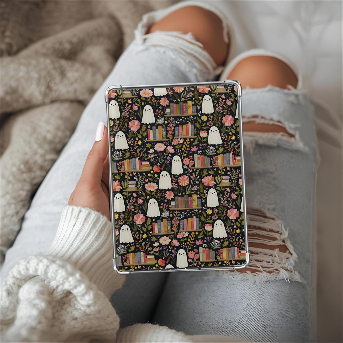 Ghost Bookshelves Kindle Insert |Meadowlark Nest | Fall Spooky Ghost Kobo Insert