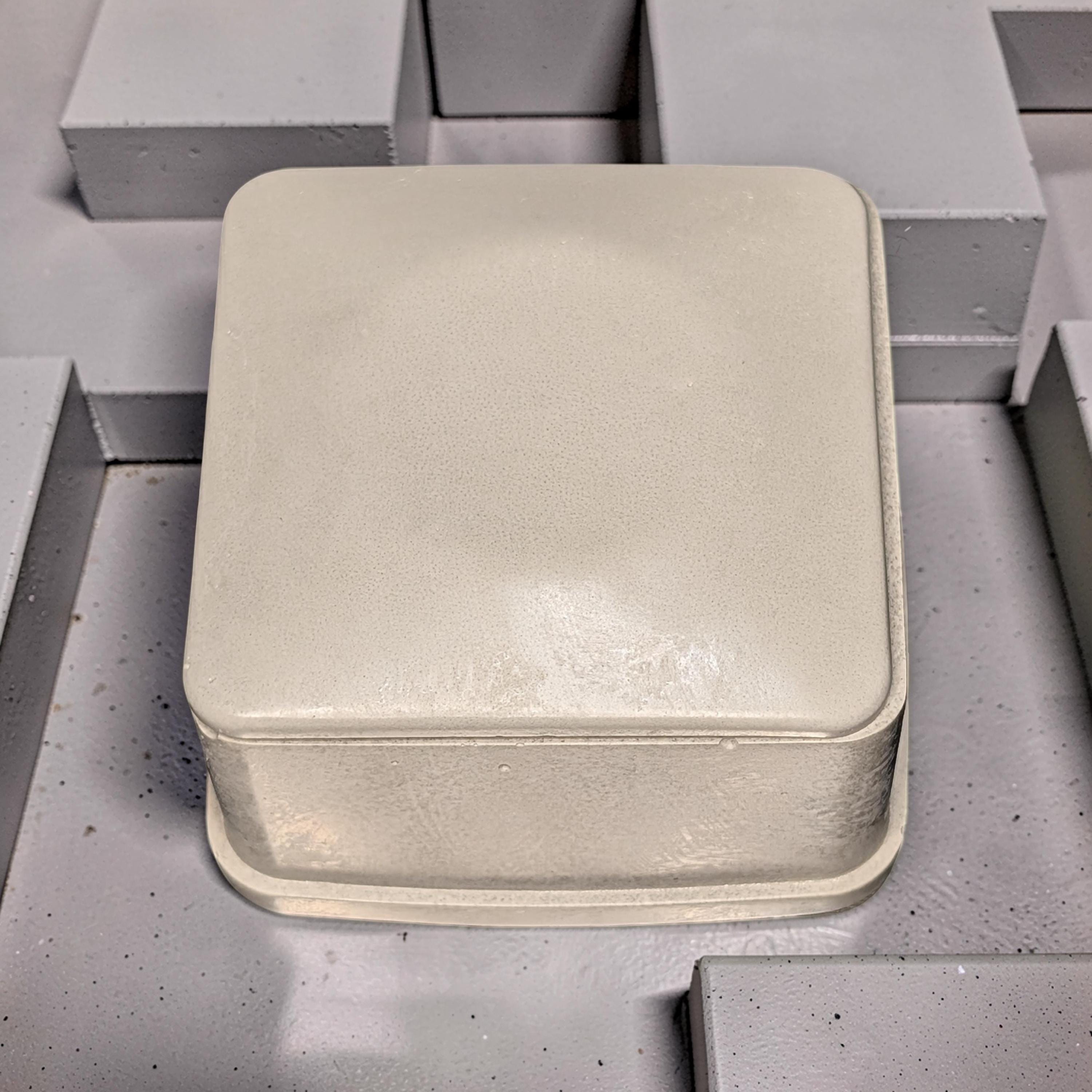 Concrete Jewelry Box with Lid, 3.15" Minimalist Trinket Box, Modern Square Cement Catchall, Ring Dish & Keepsake Container, Desk Organizer