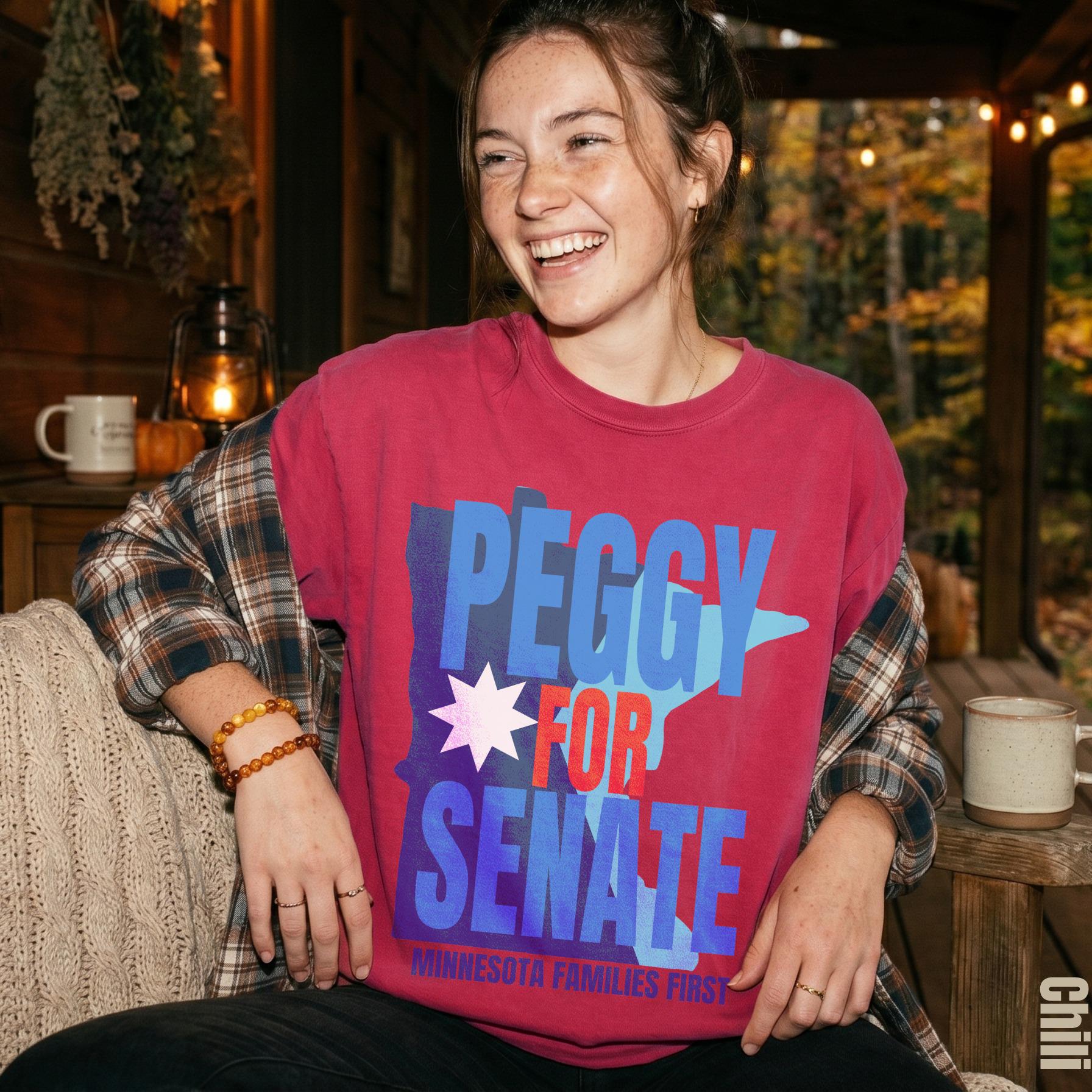 "Peggy for Senate" t-shirt with "Minnesota Families First" text below.