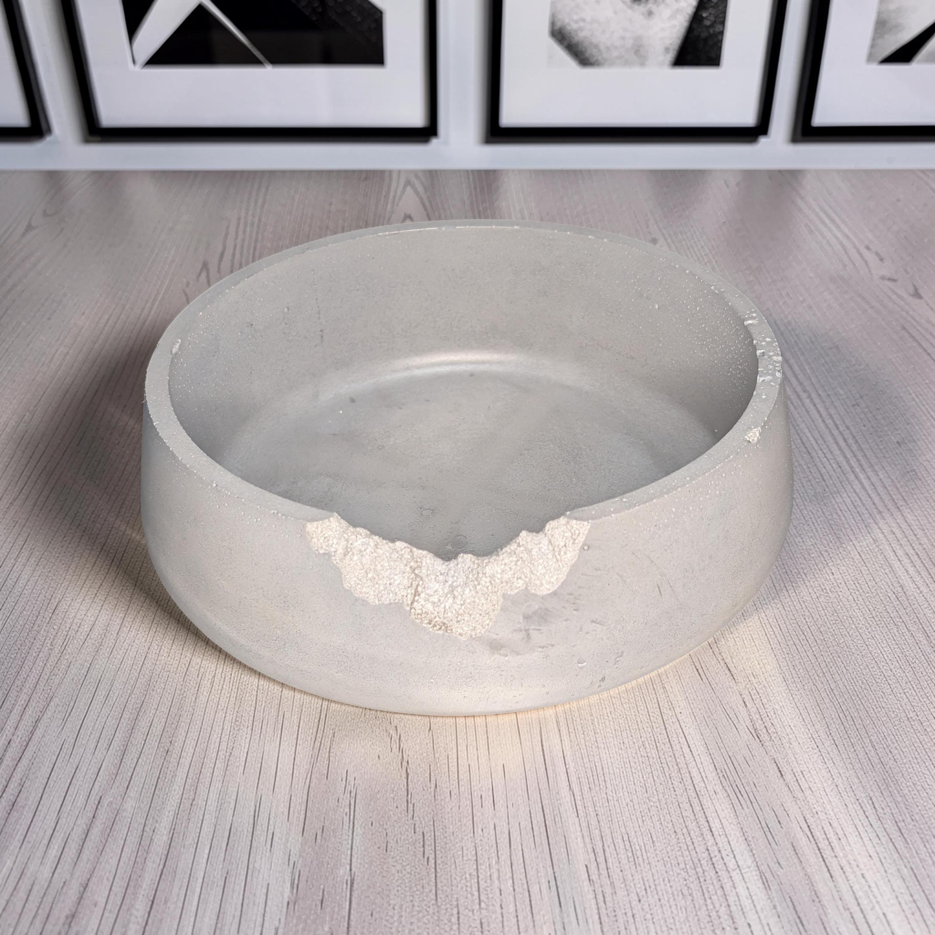 One of a Kind Raw Edge Concrete Bowl, Modern Wabi Sabi Decorative Catchall, Minimalist Industrial Centerpiece Dish, Unique Key Bowl