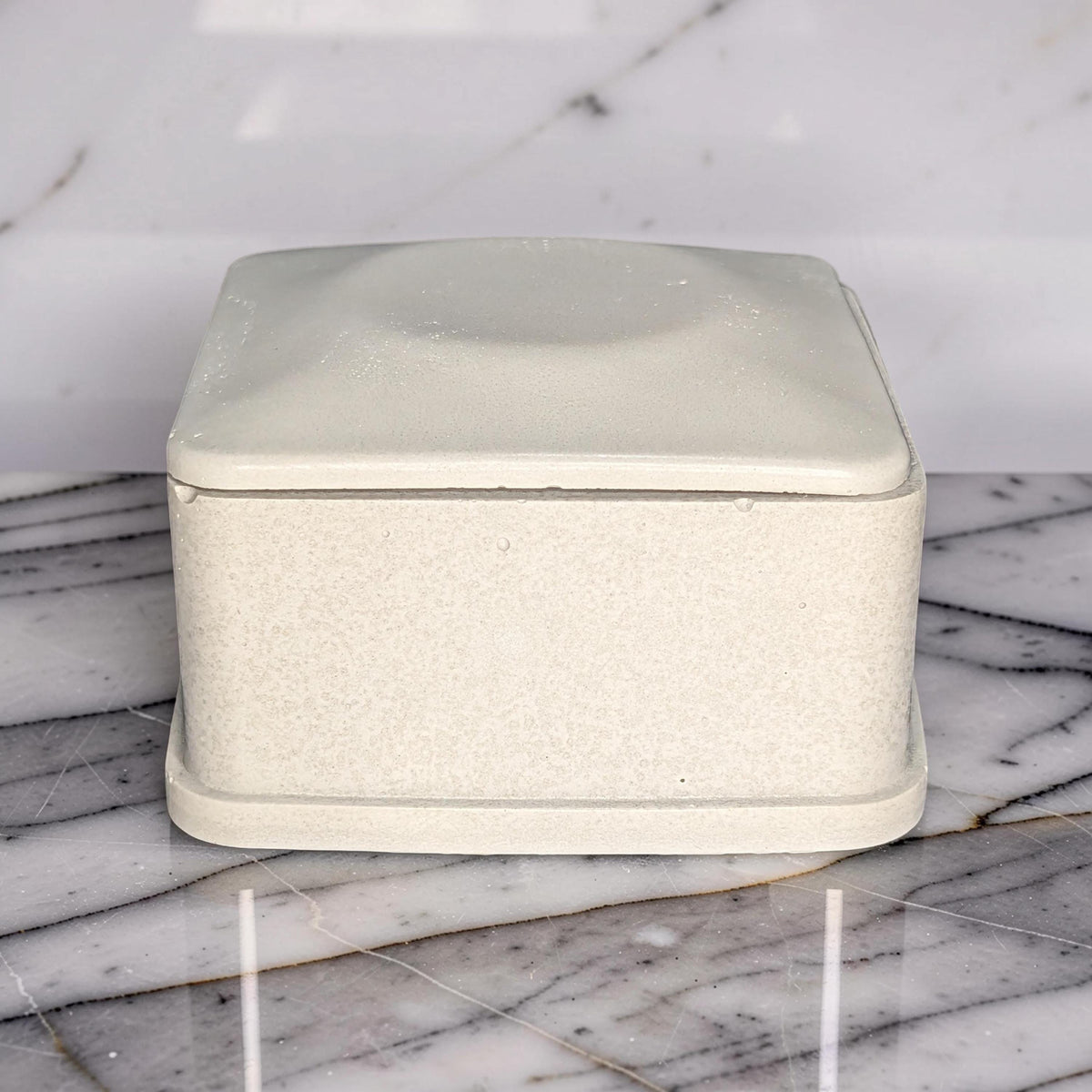 Concrete Jewelry Box with Lid, 3.15" Minimalist Trinket Box, Modern Square Cement Catchall, Ring Dish & Keepsake Container, Desk Organizer