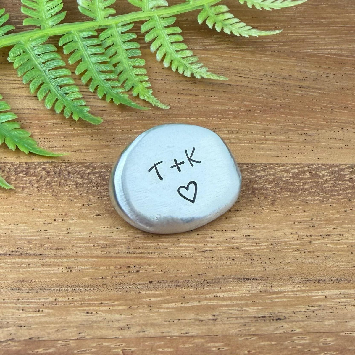 Custom Pewter Worry Stone : Hand Stamped Pocket Token