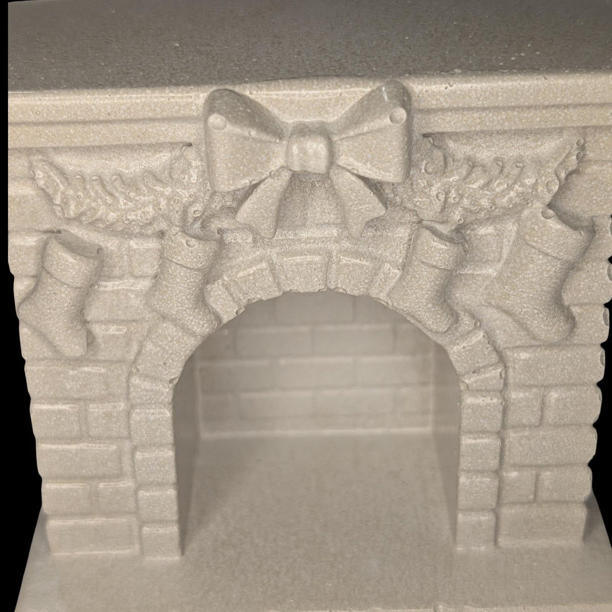 Mini Concrete Christmas Fireplace Candle Holder | Cute Holiday Mantle Decor, Tealight Burner & Tiered Tray Accent | Cozy Winter Home Decor