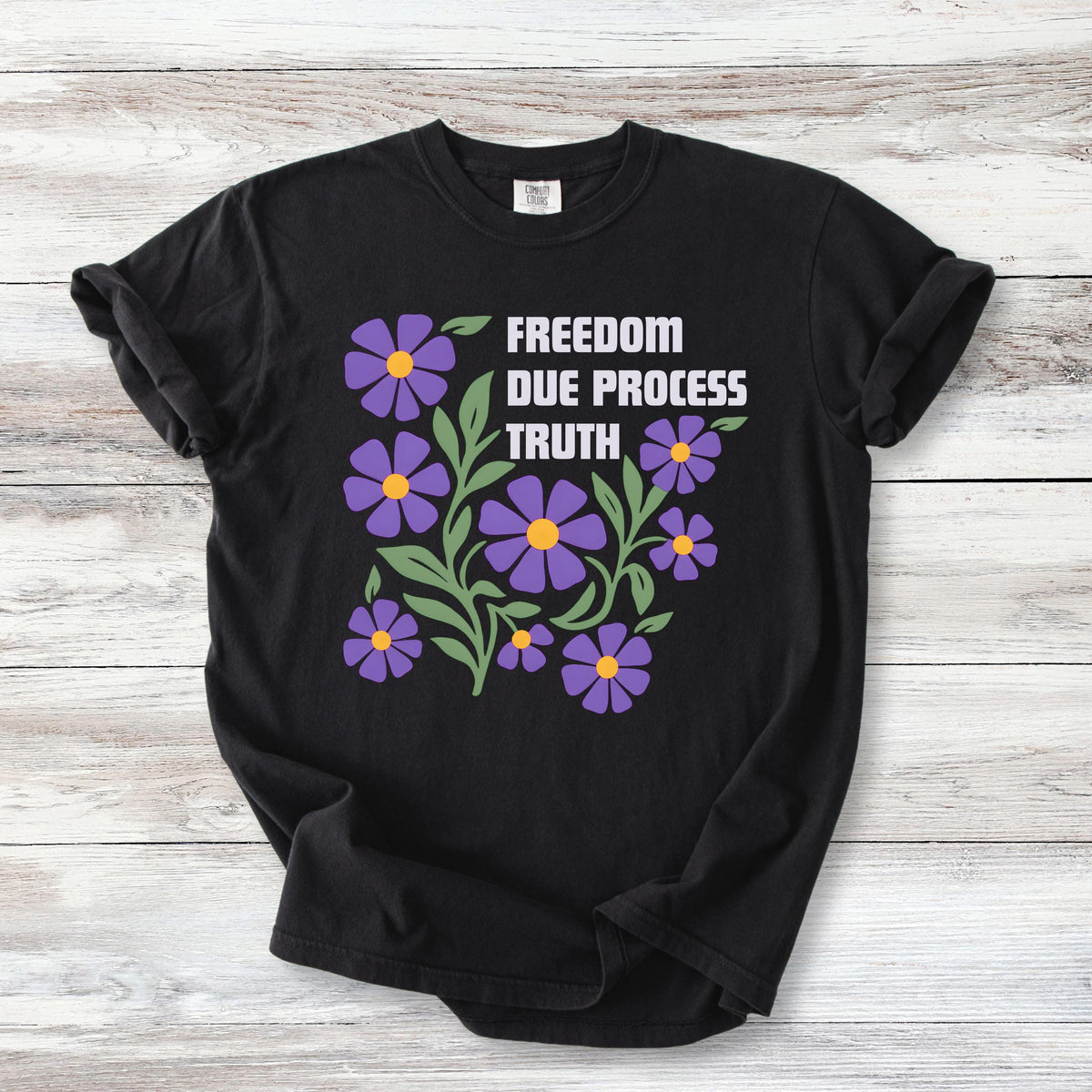 Subtle FDT Freedom Due Process Truth Tote Bag, Floral Social Justice Book Bag