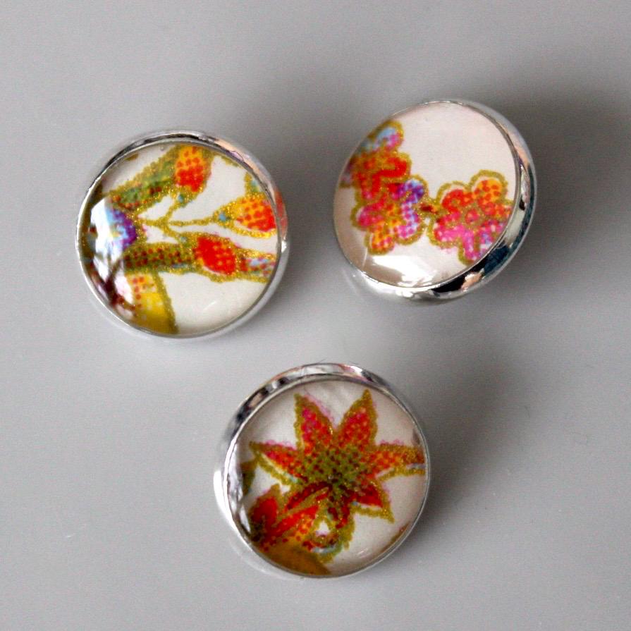 Small Round Buttons - Rich Florals and Fabric Patterns - 12mm / 1/2 inch
