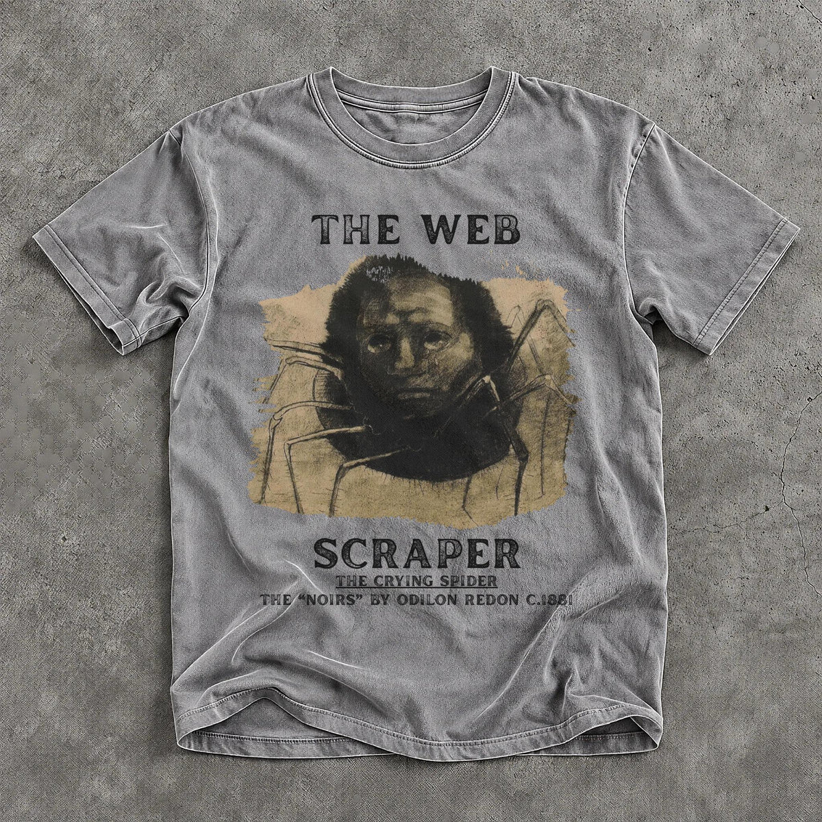 T-shirt with "The Web Scraper" art by Odilon Redon.