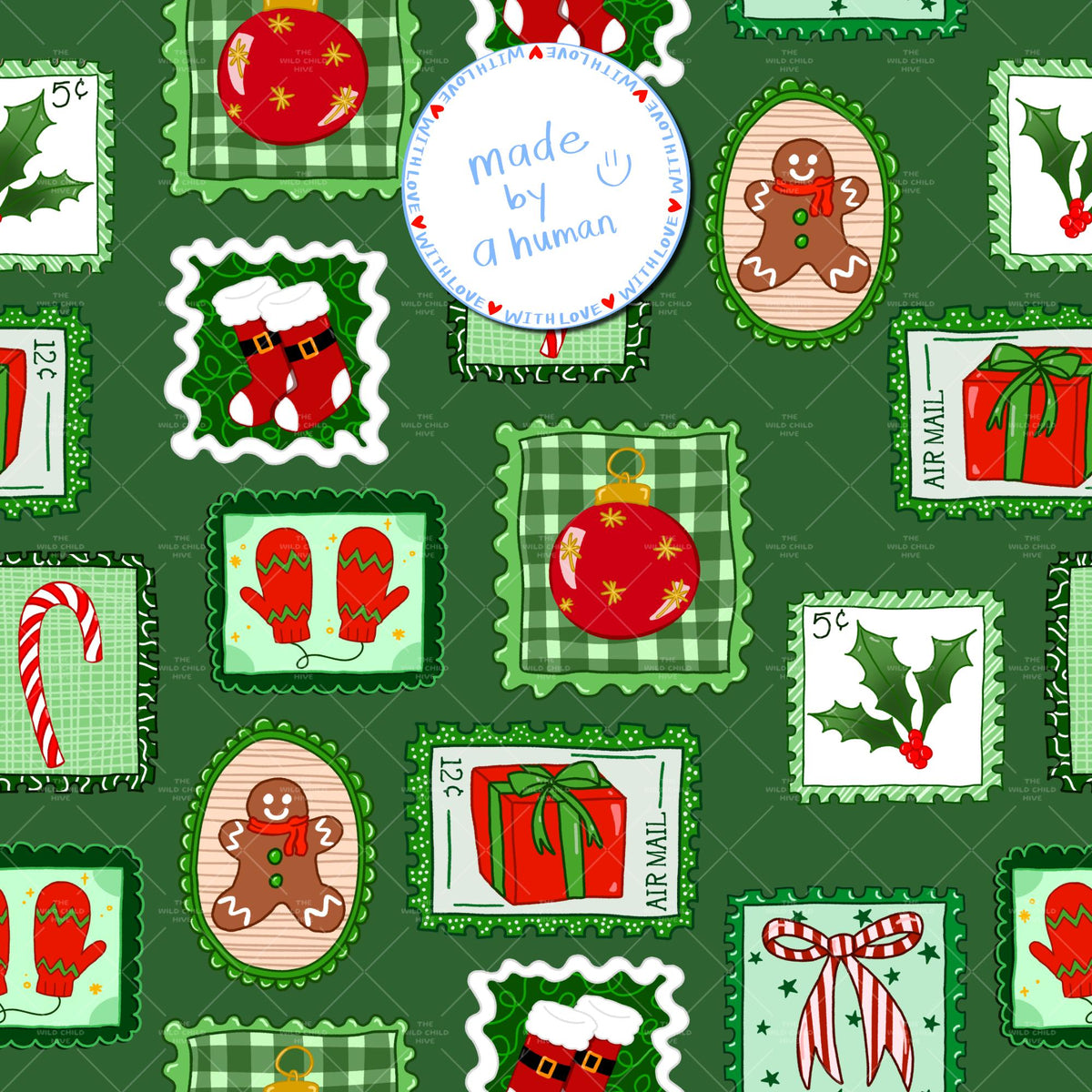 Preppy Christmas Patchwork Seamless Pattern Xmas Holiday Fabric Sublimation Vintage Stamps Seasonal Commercial Use Hand-Drawn Digital Paper