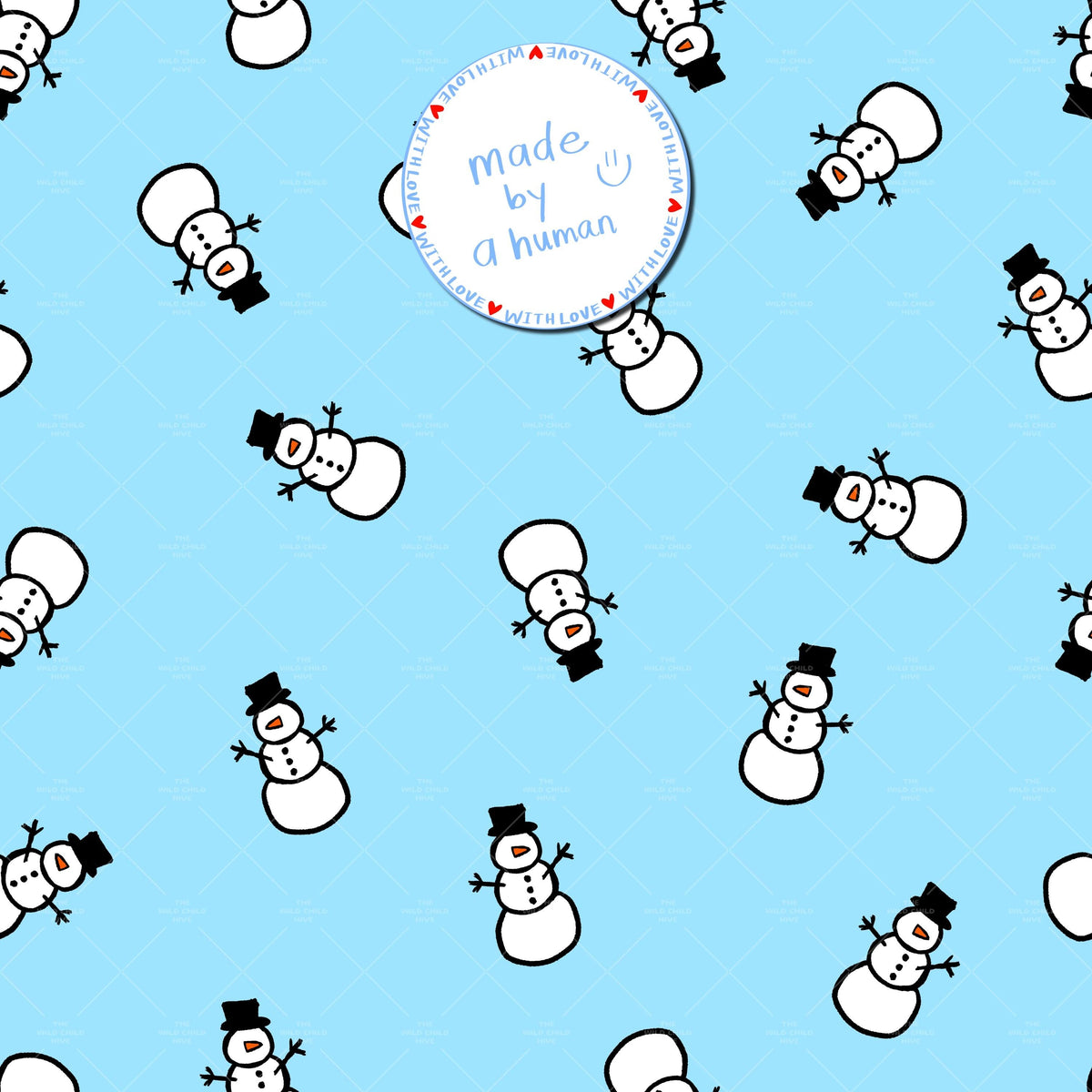 Snowmen Seamless Pattern Xmas Holiday Fabric Sublimation Minimalist Seasonal Commercial Use Hand-Drawn Digital Paper