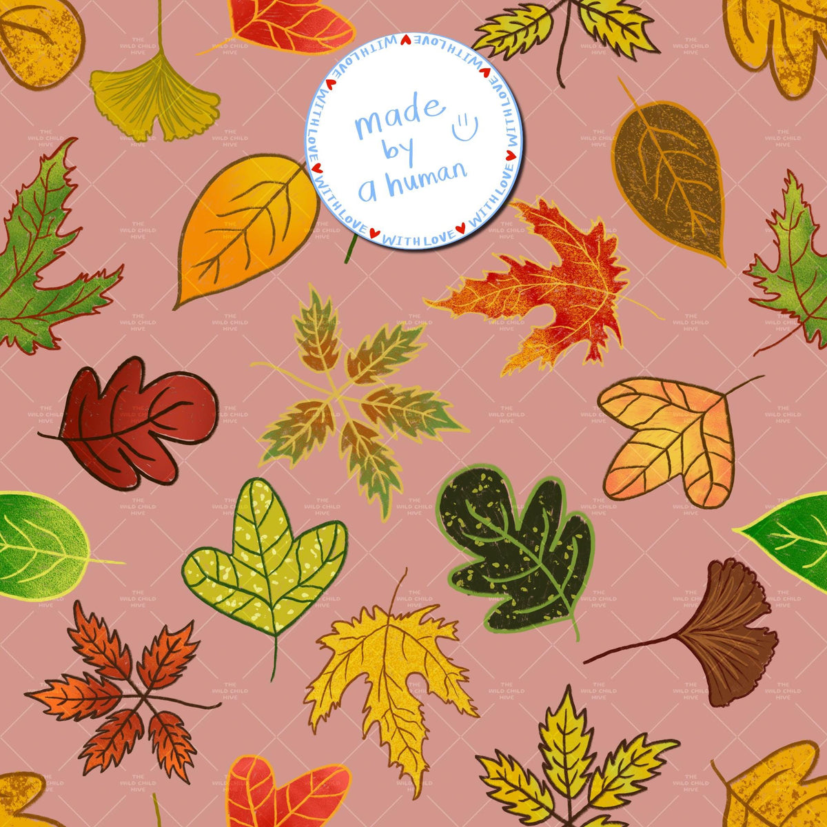 Six Fall Seamless Patterns Bundle, Autumn Leaves Fabric Sublimation, Commercial Use, Hand-Drawn Digital Paper